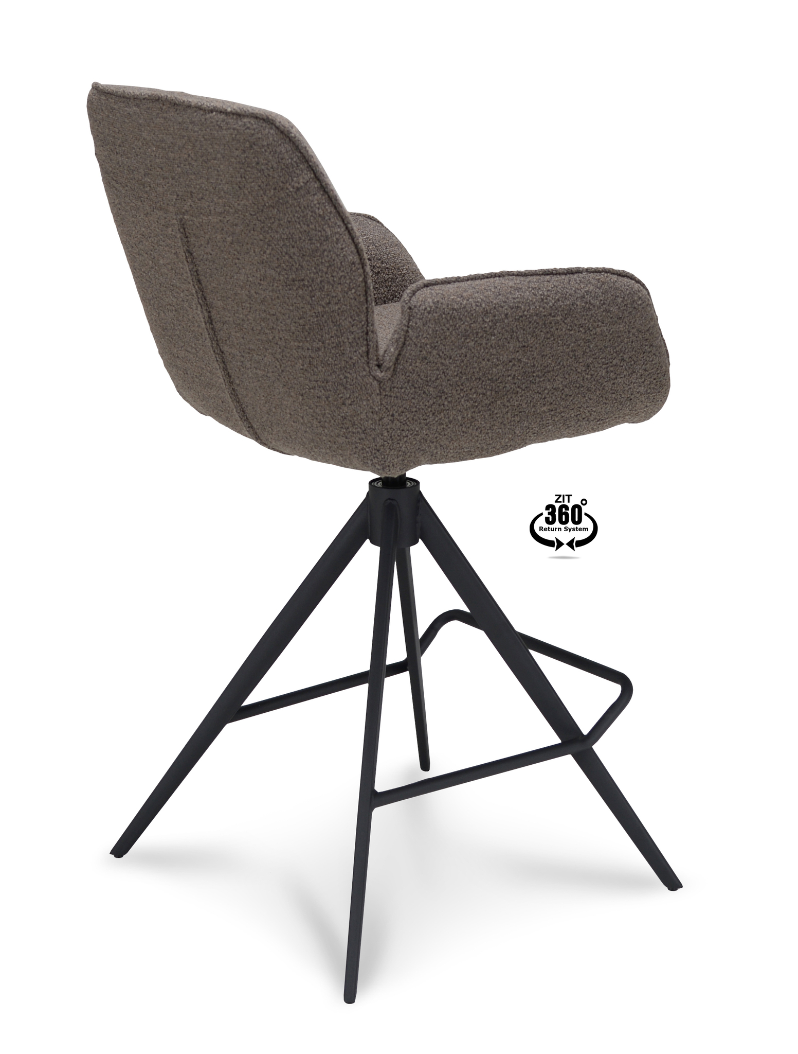 1417865-3.jpg Barkruk met arm Bliss - ZH 65 Stof Alpine Brown 15 Poot Zwart 360° Retoursysteem - Afbeelding 4