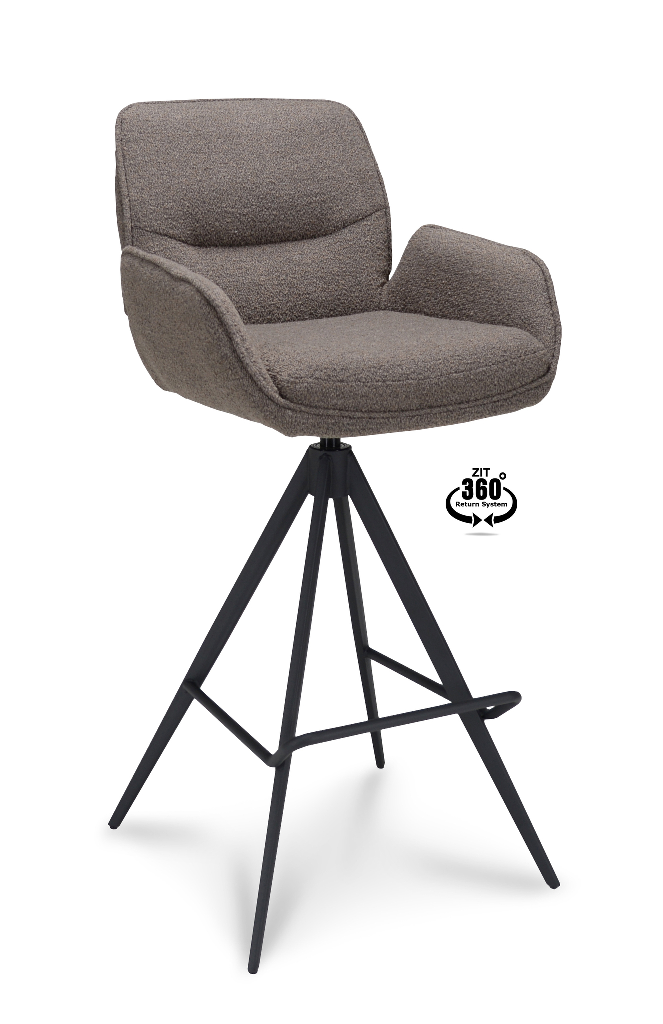1417869-0.jpg Barkruk met arm Bliss - ZH 80 Stof Alpine Brown 15 Leg Black 360° Return-systeem - Afbeelding 1
