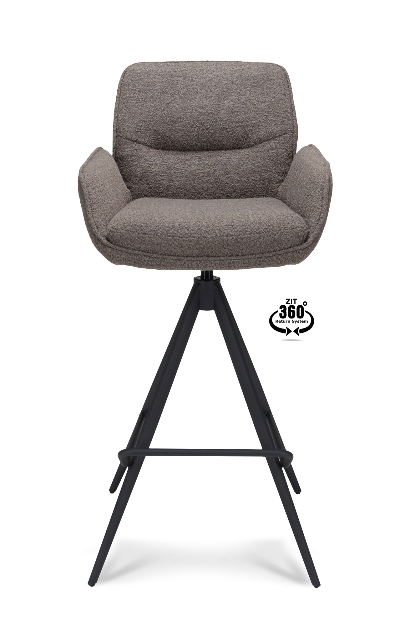 1417869-1.jpg Barkruk met arm Bliss - ZH 80 Stof Alpine Brown 15 Leg Black 360° Return-systeem - Afbeelding 2
