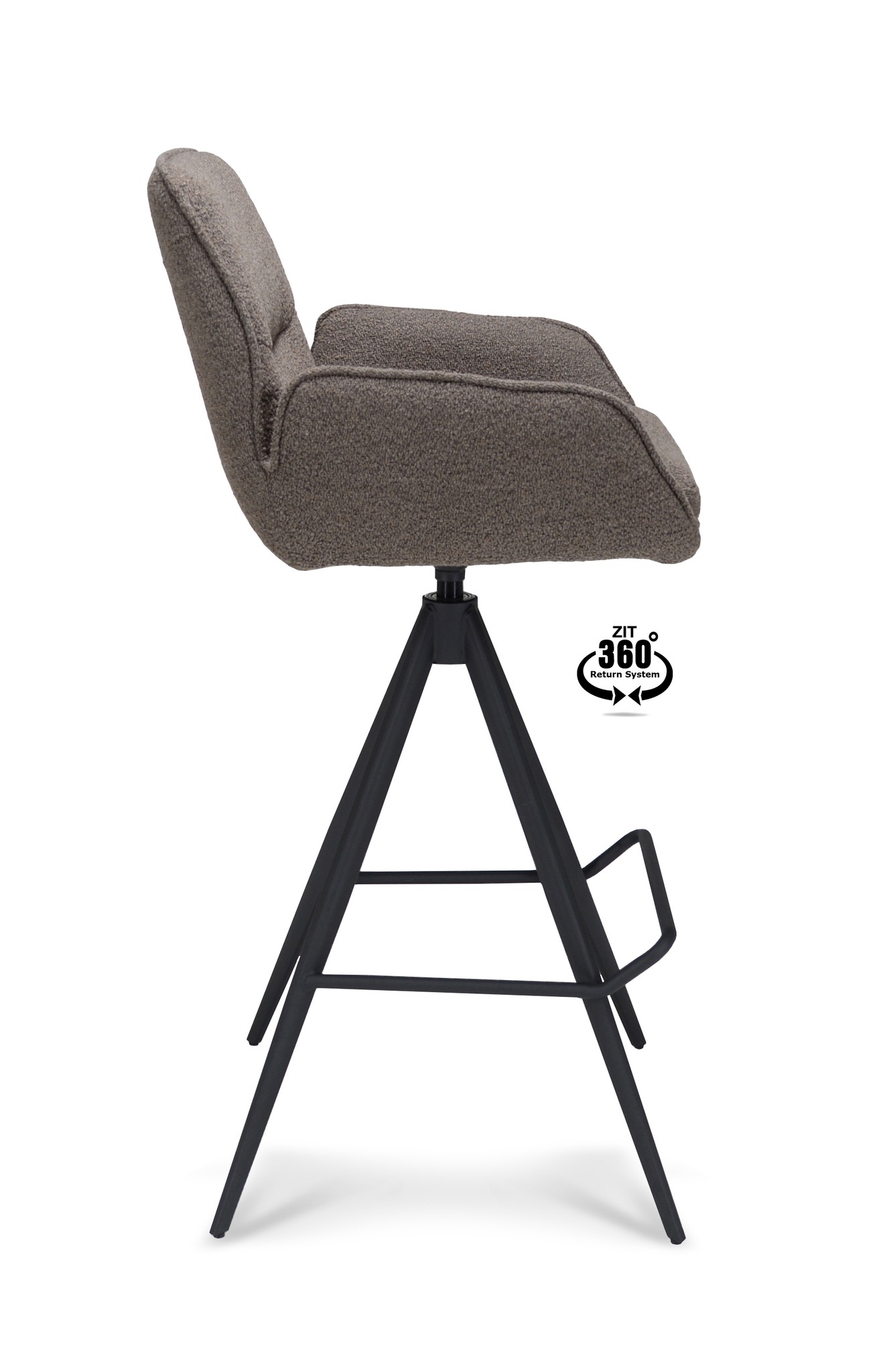 1417869-2.jpg Barkruk met arm Bliss - ZH 80 Stof Alpine Brown 15 Leg Black 360° Return-systeem - Afbeelding 3