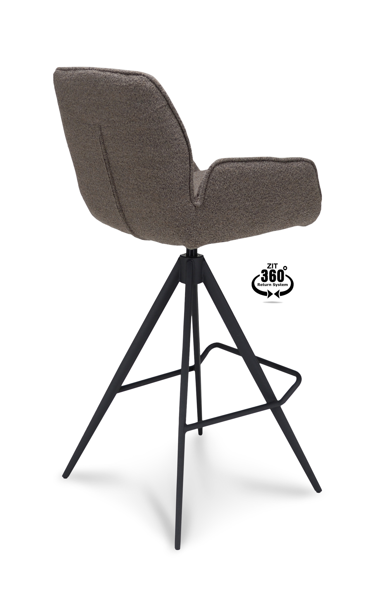 1417869-3.jpg Barkruk met arm Bliss - ZH 80 Stof Alpine Brown 15 Leg Black 360° Return-systeem - Afbeelding 4