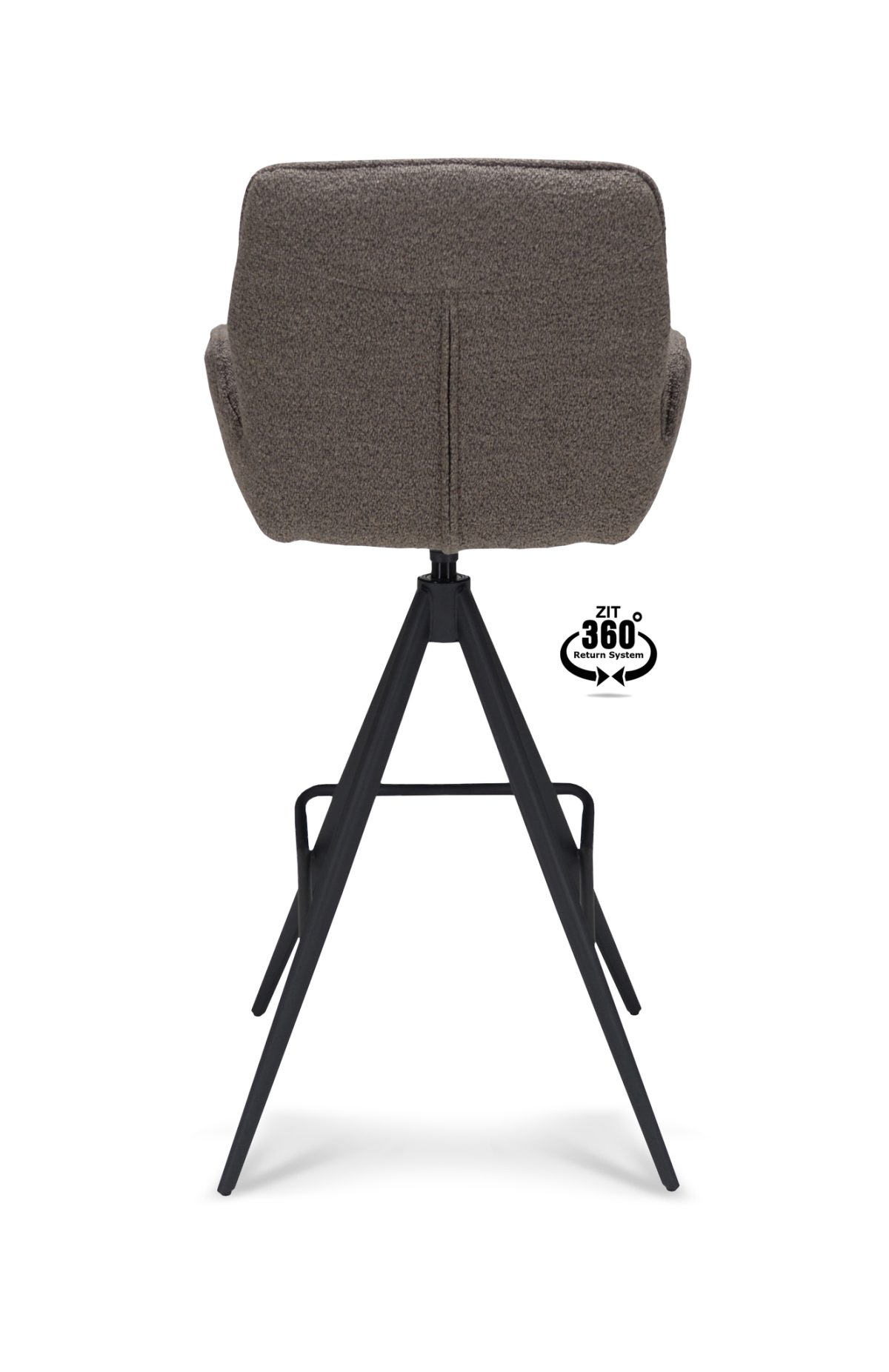 Barkruk met arm Bliss - ZH 80 Stof Alpine Brown 15 Leg Black 360° Return-systeem - Afbeelding 5