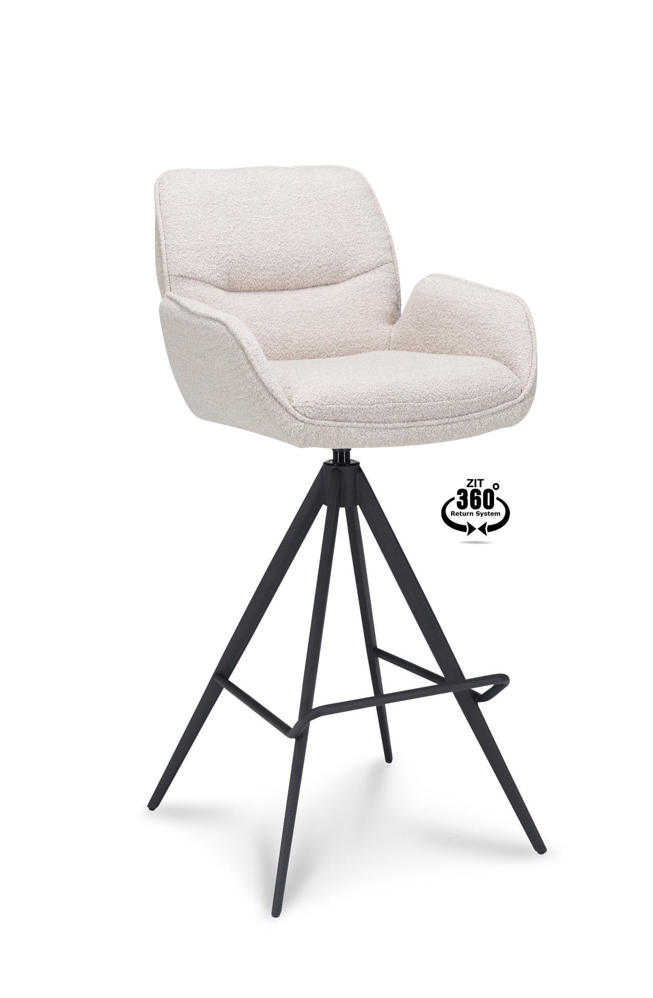1417870-0.jpg Barkruk met arm Bliss - ZH 80 Stof Alpine Natural 01 Poot Zwart 360° Retour-systeem - Afbeelding 1