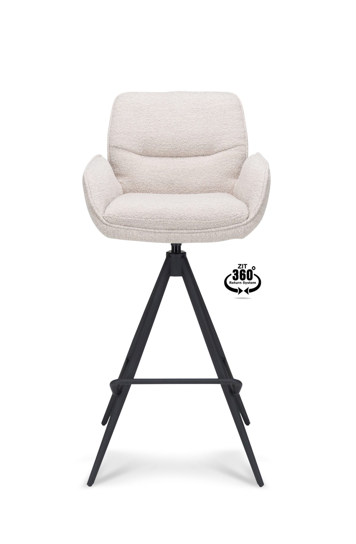 Barkruk met arm Bliss - ZH 80 Stof Alpine Natural 01 Poot Zwart 360° Retour-systeem - Afbeelding 2