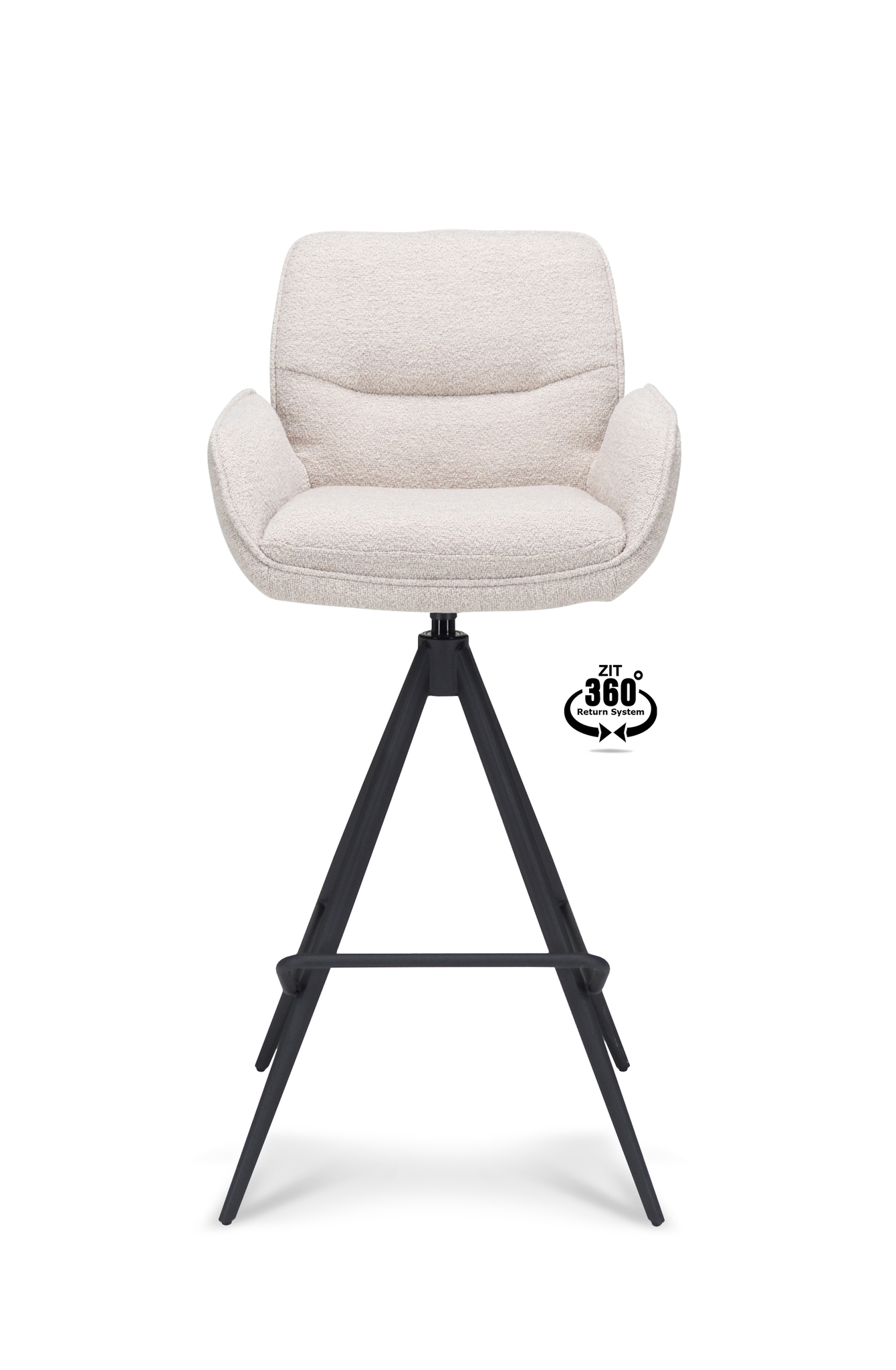 1417870-1.jpg Barkruk met arm Bliss - ZH 80 Stof Alpine Natural 01 Poot Zwart 360° Retour-systeem - Afbeelding 2