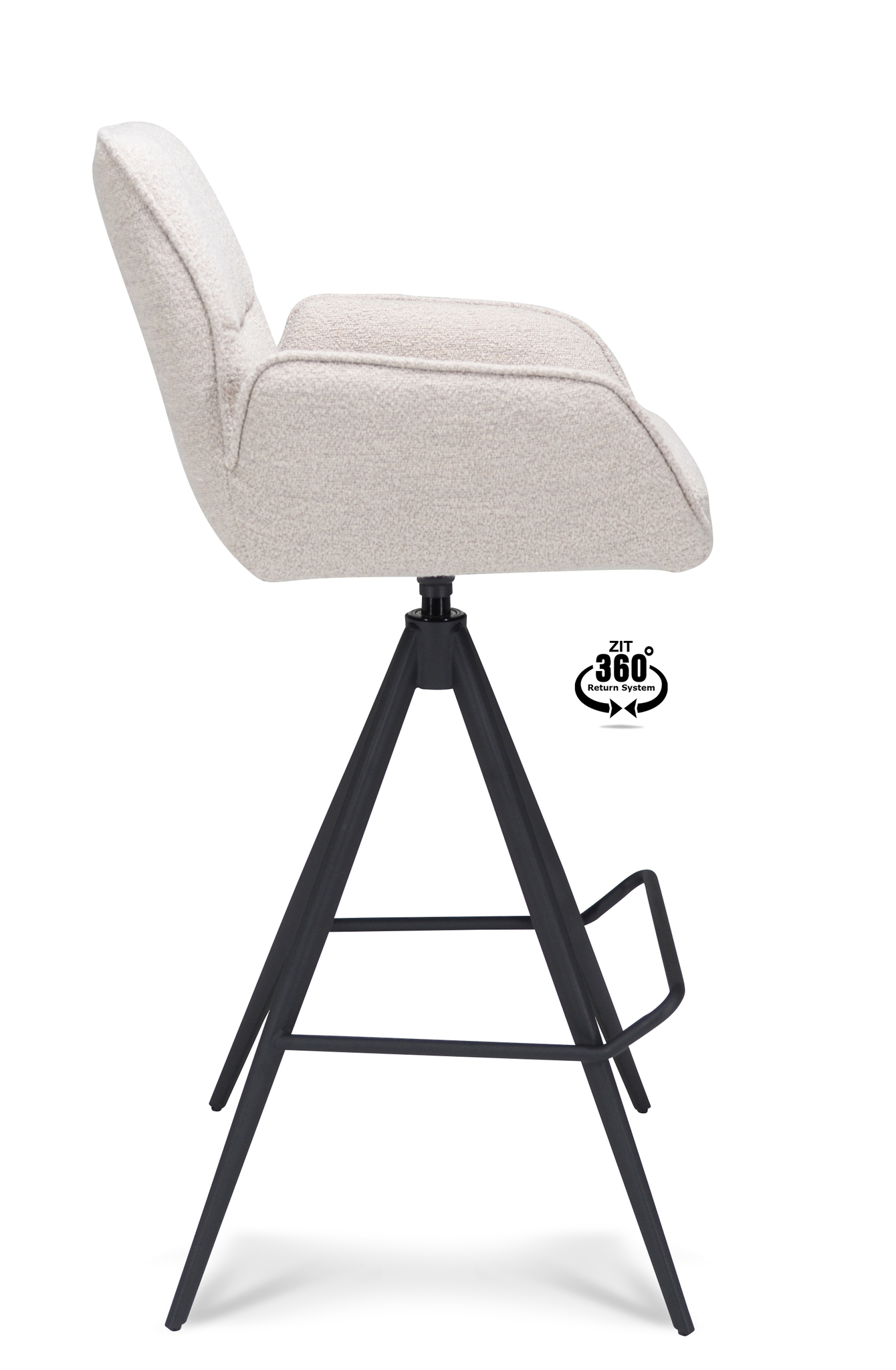 1417870-2.jpg Barkruk met arm Bliss - ZH 80 Stof Alpine Natural 01 Poot Zwart 360° Retour-systeem - Afbeelding 3