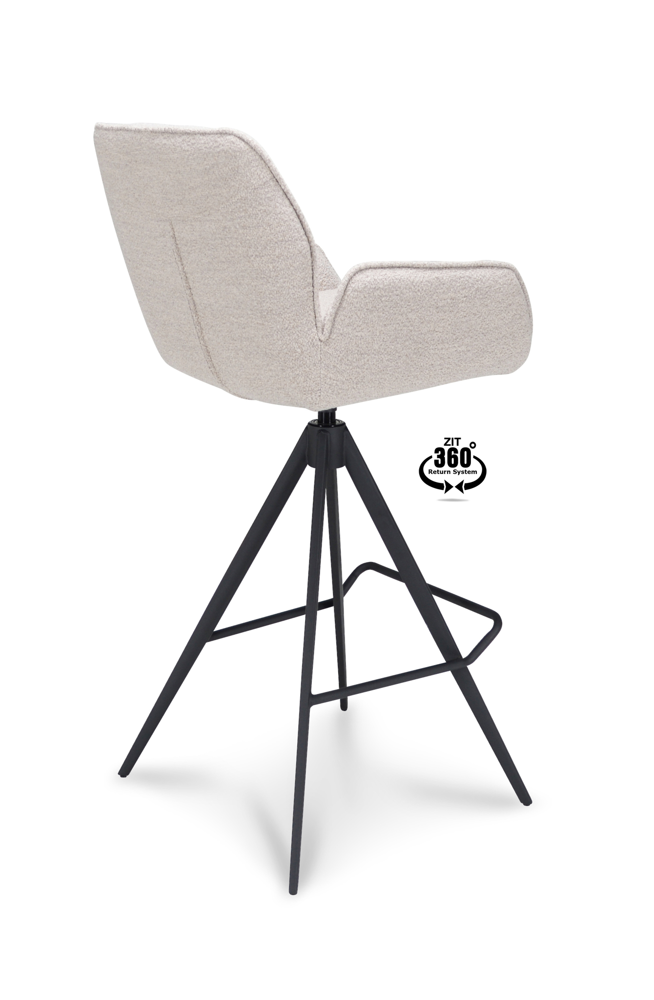 1417870-3.jpg Barkruk met arm Bliss - ZH 80 Stof Alpine Natural 01 Poot Zwart 360° Retour-systeem - Afbeelding 4