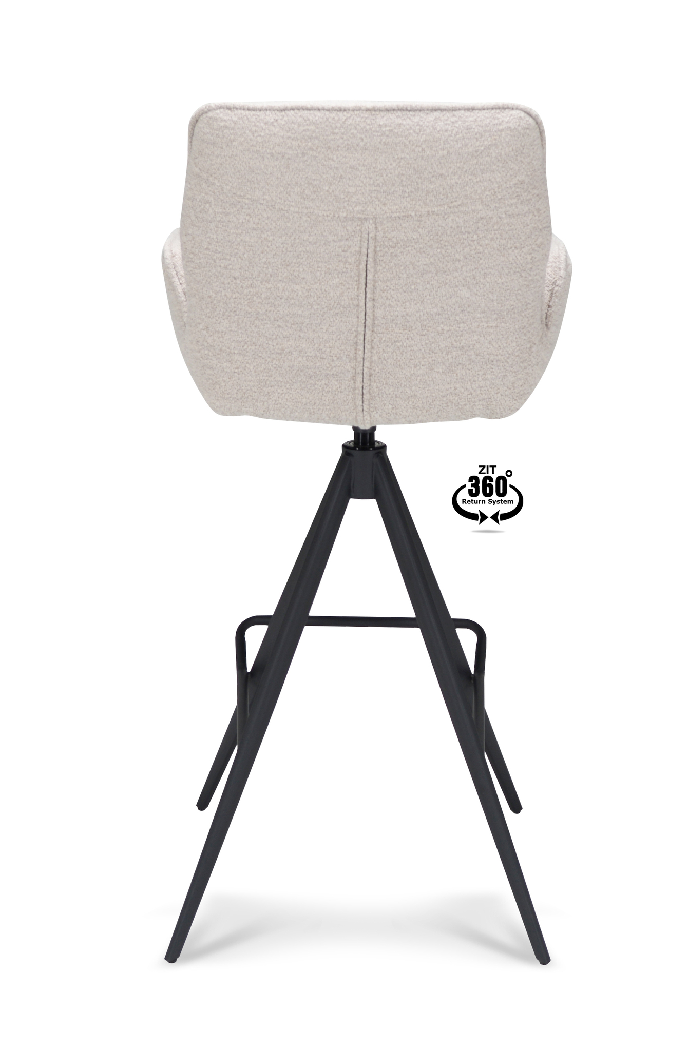 1417870-4.jpg Barkruk met arm Bliss - ZH 80 Stof Alpine Natural 01 Poot Zwart 360° Retour-systeem - Afbeelding 5