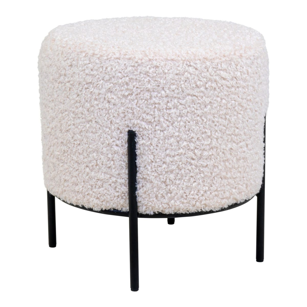Alford Pouf - Poef in wit kunstbont - Afbeelding 1