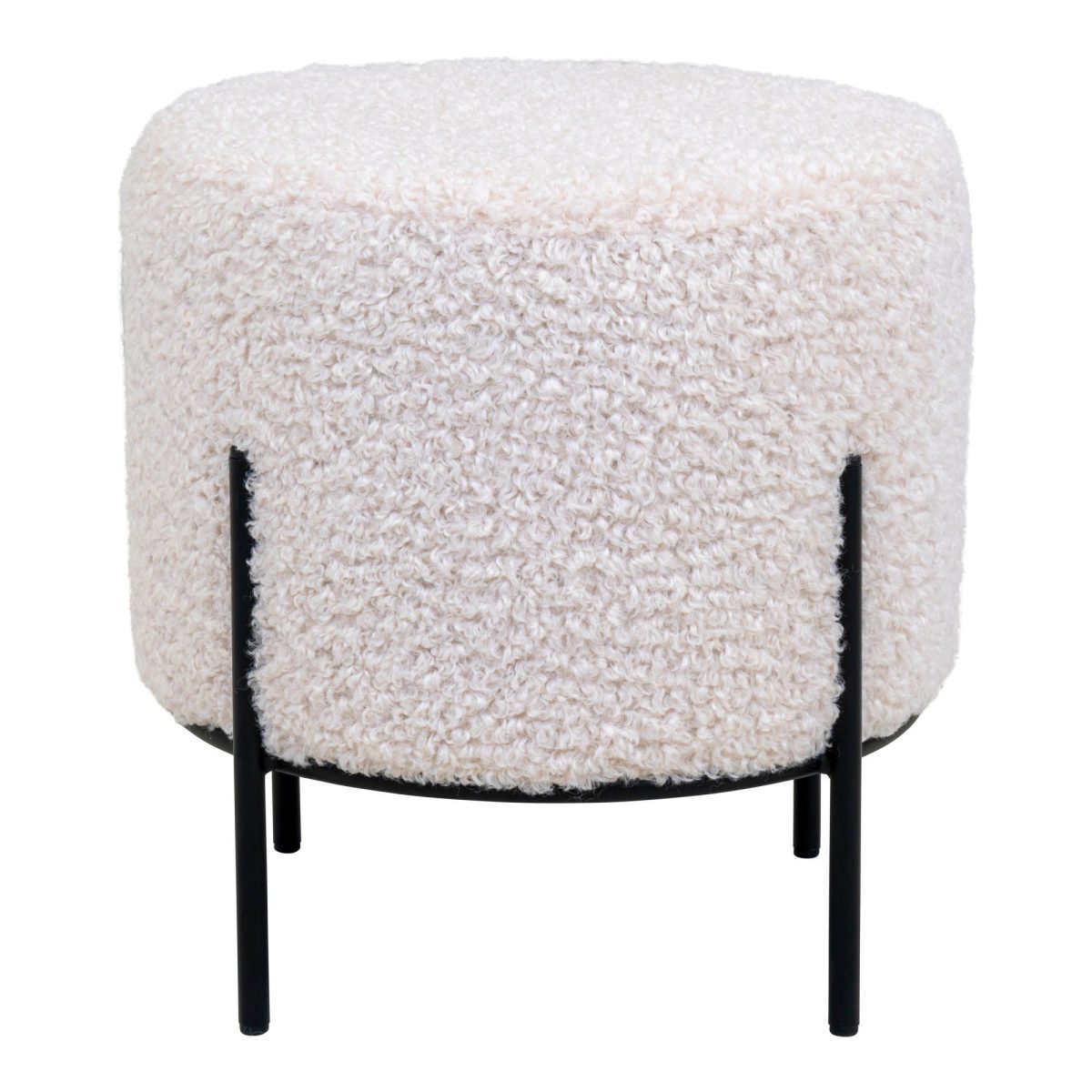 Alford Pouf - Poef in wit kunstbont - Afbeelding 2