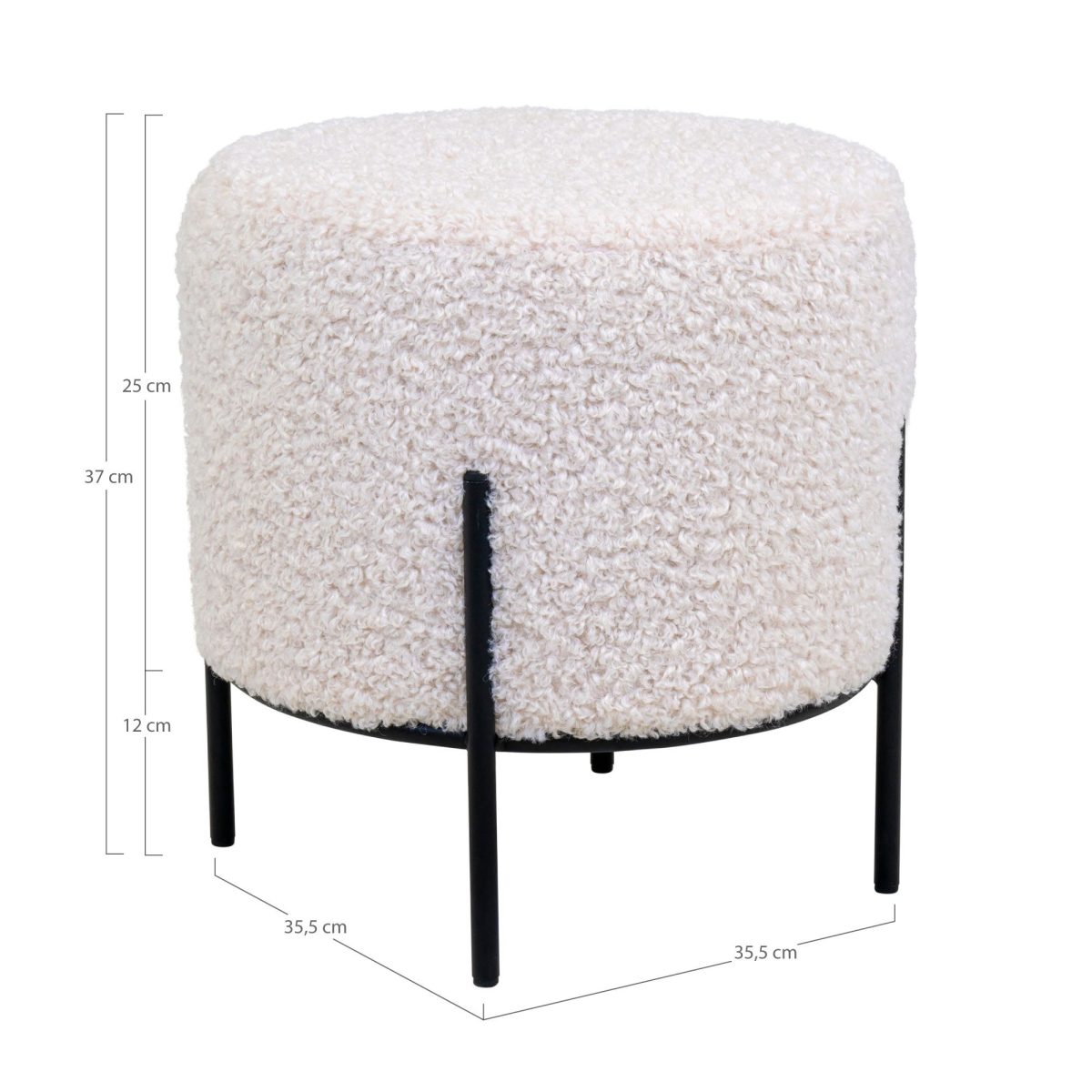 Alford Pouf - Poef in wit kunstbont - Afbeelding 3