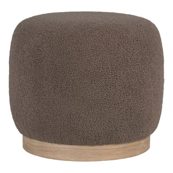 Belfort Poef - Poef in bouclé, bruin, Ø44,5x40 cm