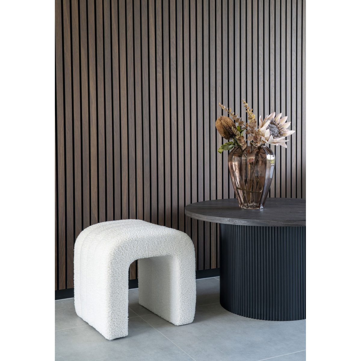 Colma Poef - Poef, bouclé, wit, 41x36,5 cm, HN1234 - Afbeelding 2