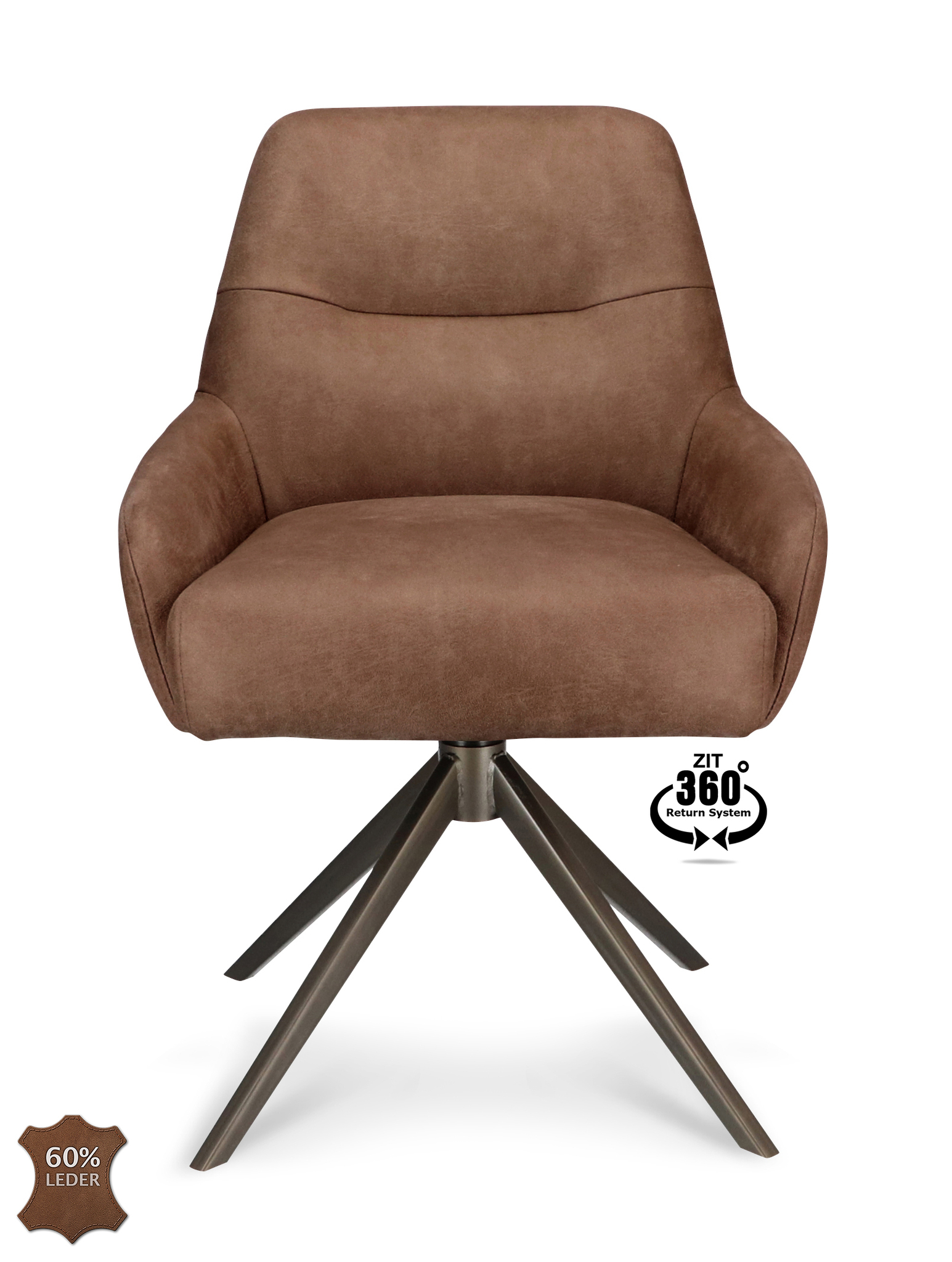 1504372-1.jpg Stoel Bowie 360 Microleder Bull Brown 15 Leg Bronze 360° Return-systeem - Afbeelding 2