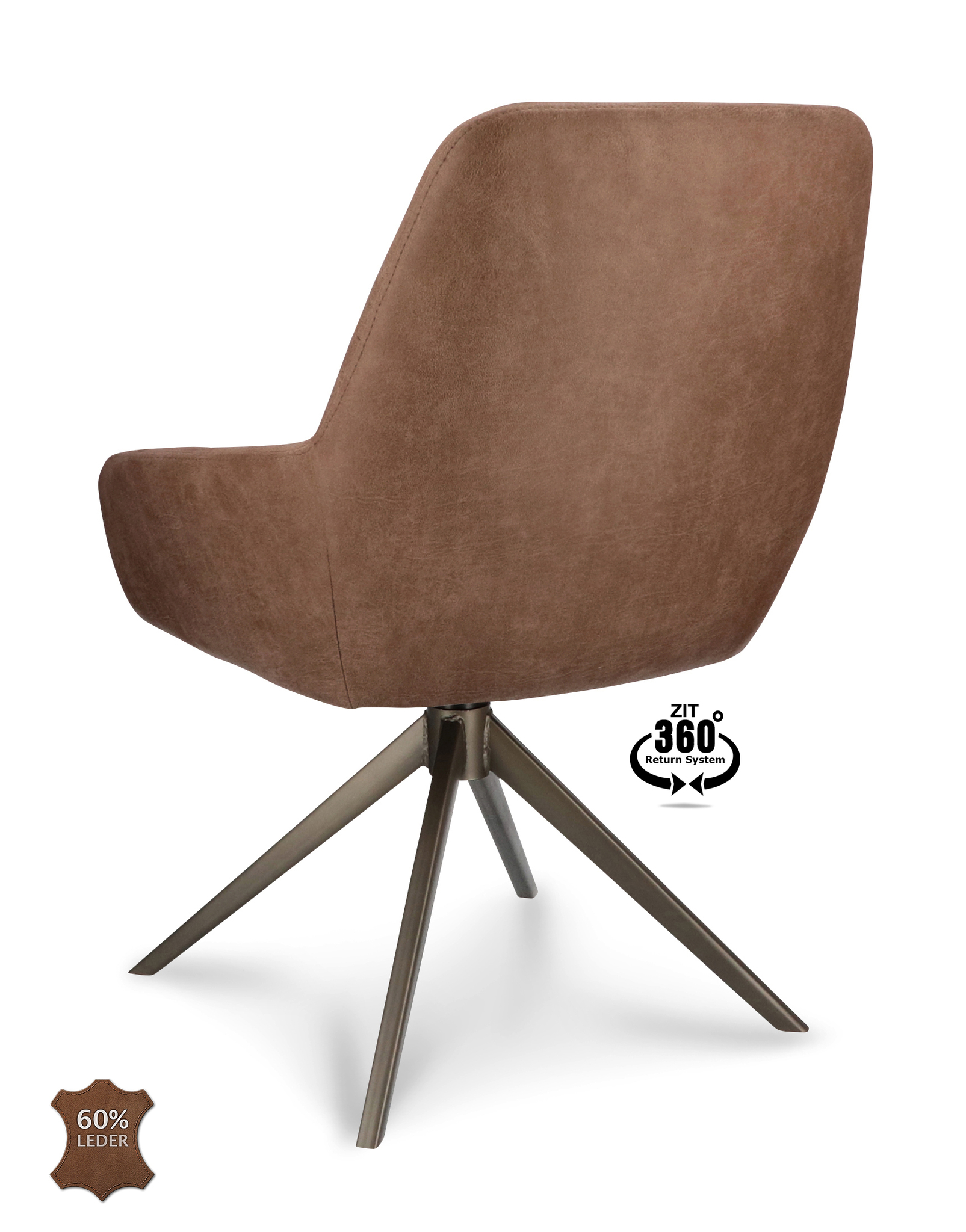 1504372-3.jpg Stoel Bowie 360 Microleder Bull Brown 15 Leg Bronze 360° Return-systeem - Afbeelding 4