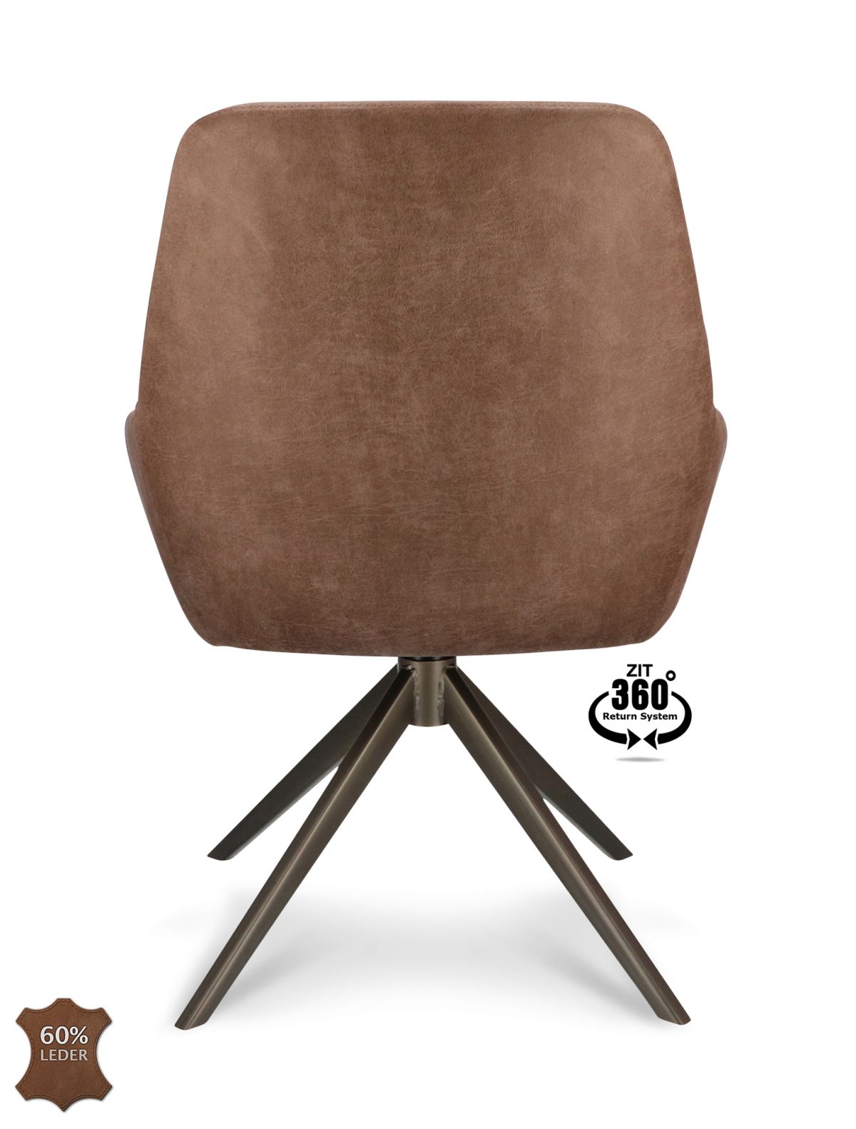 Stoel Bowie 360 Microleder Bull Brown 15 Leg Bronze 360° Return-systeem - Afbeelding 5