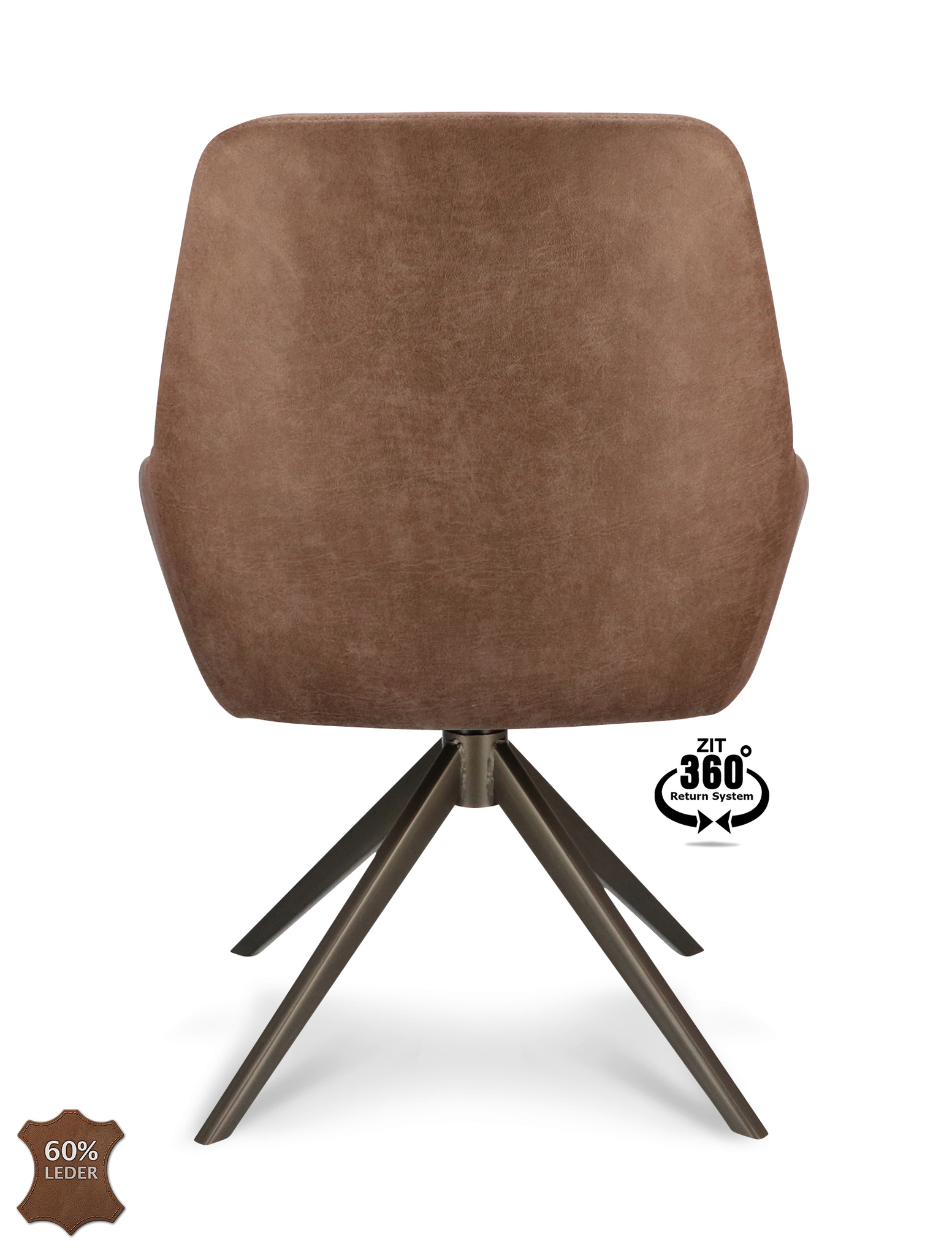1504372-4.jpg Stoel Bowie 360 Microleder Bull Brown 15 Leg Bronze 360° Return-systeem - Afbeelding 5