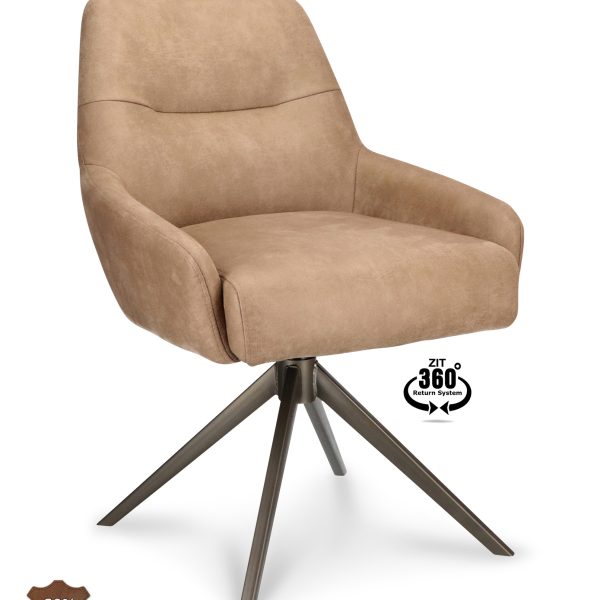 Stoel Bowie 360 Microleder Bull Liver 10 Poot Brons 360° Retoursysteem