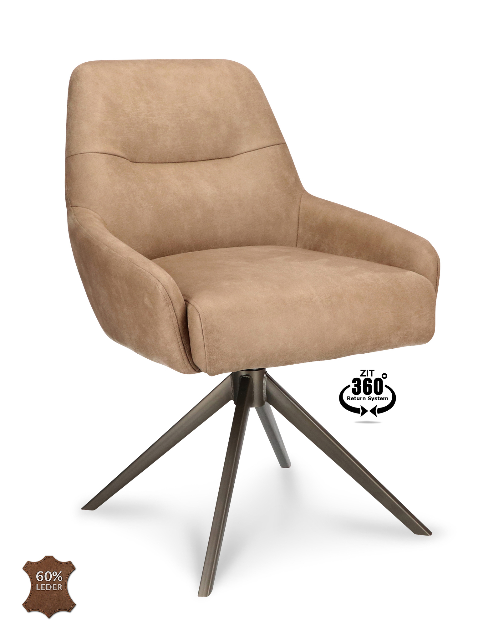 1504373-0.jpg Stoel Bowie 360 Microleder Bull Liver 10 Poot Brons 360° Retoursysteem - Afbeelding 1