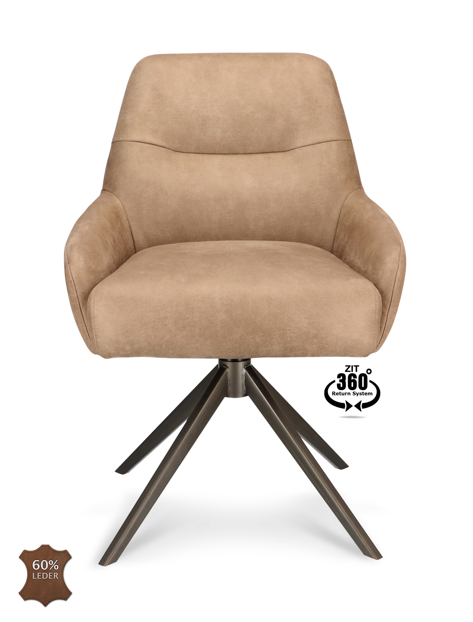 1504373-1.jpg Stoel Bowie 360 Microleder Bull Liver 10 Poot Brons 360° Retoursysteem - Afbeelding 2