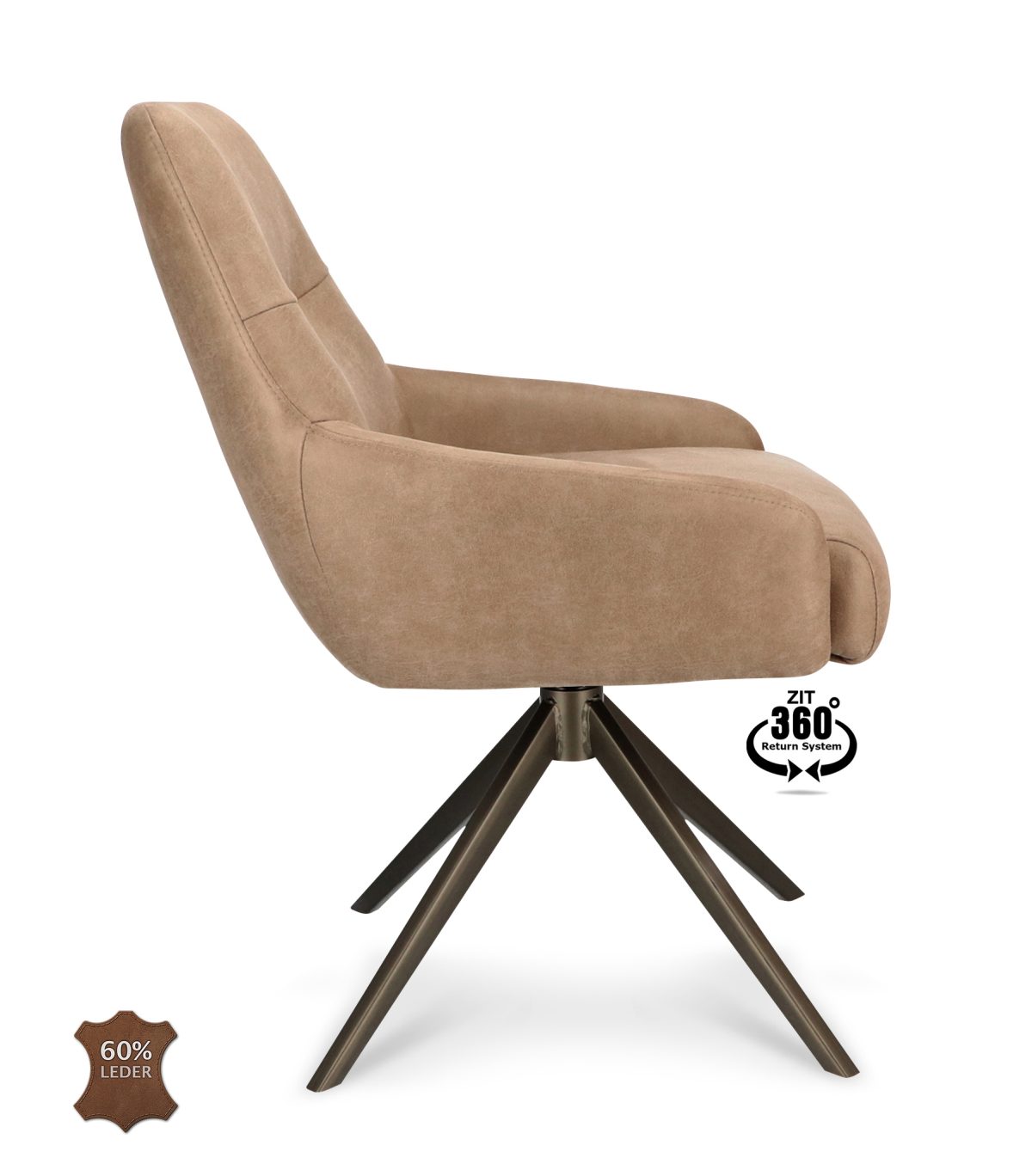 Stoel Bowie 360 Microleder Bull Liver 10 Poot Brons 360° Retoursysteem - Afbeelding 3