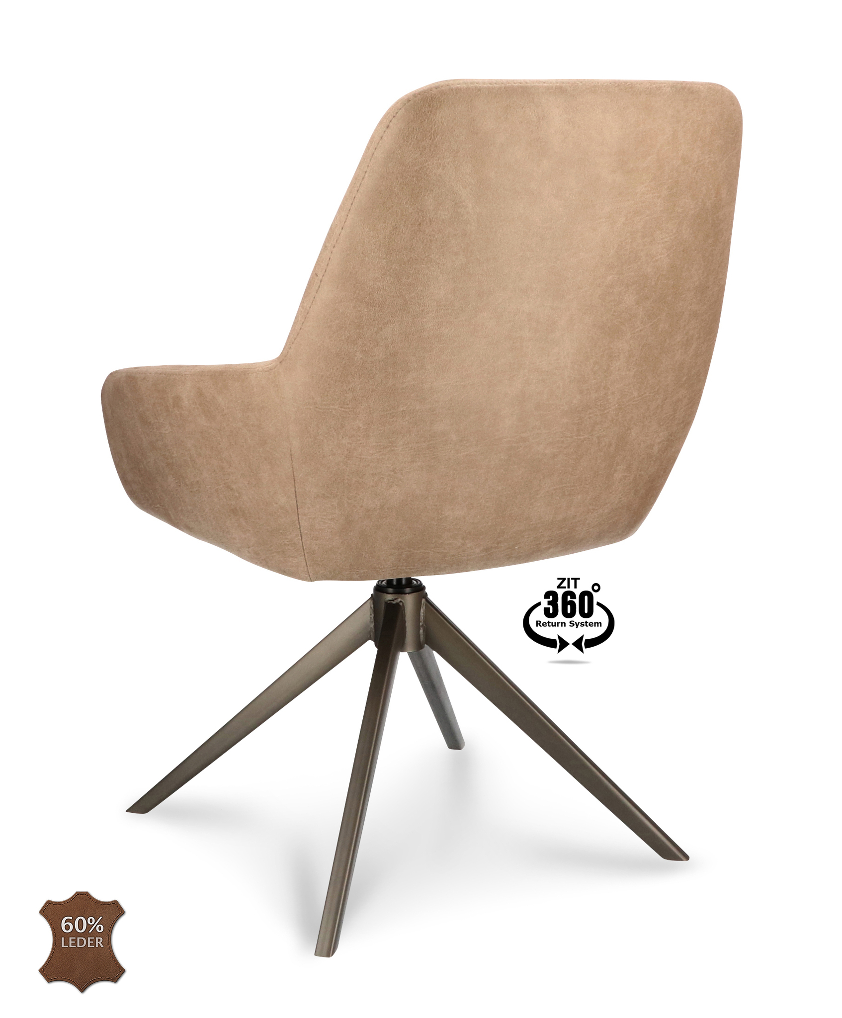 1504373-3.jpg Stoel Bowie 360 Microleder Bull Liver 10 Poot Brons 360° Retoursysteem - Afbeelding 4