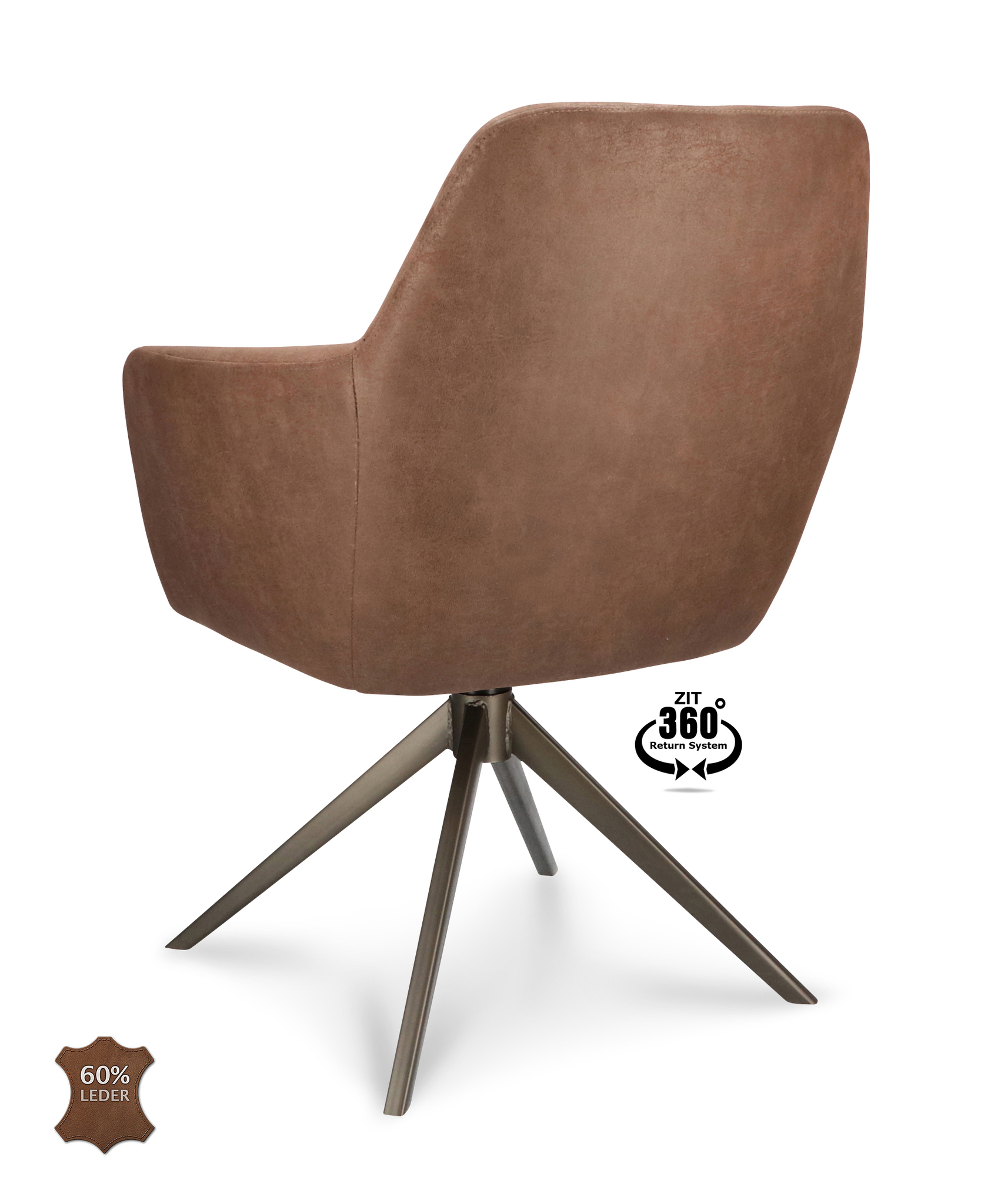 1504380-3.jpg Armstoel Bowie 360 Microleder Bull Brown 15 Leg Bronze 360° Return-systeem - Afbeelding 4