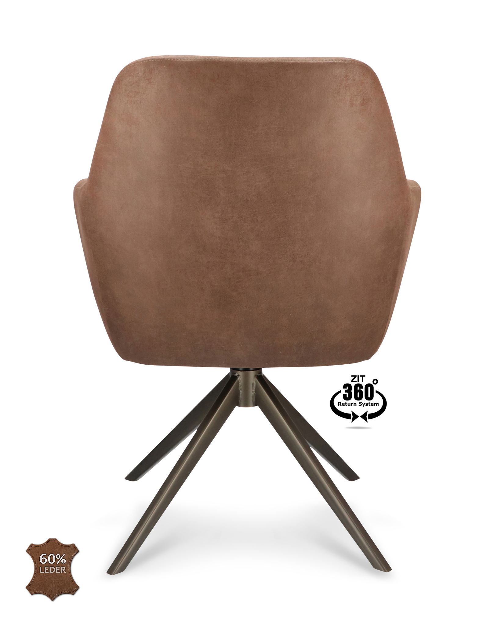 1504380-4.jpg Armstoel Bowie 360 Microleder Bull Brown 15 Leg Bronze 360° Return-systeem - Afbeelding 5