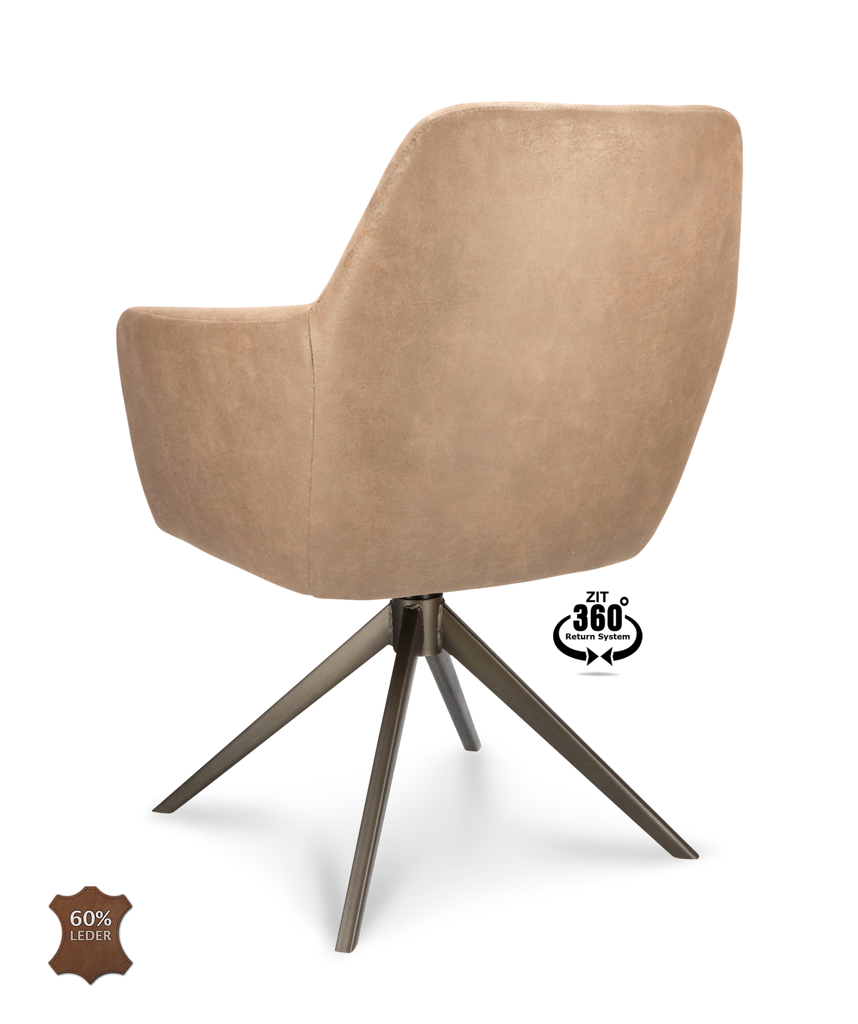 1504381-3.jpg Armstoel Bowie 360 Microleder Bull Liver 10 Leg Bronze 360° Return-systeem - Afbeelding 4