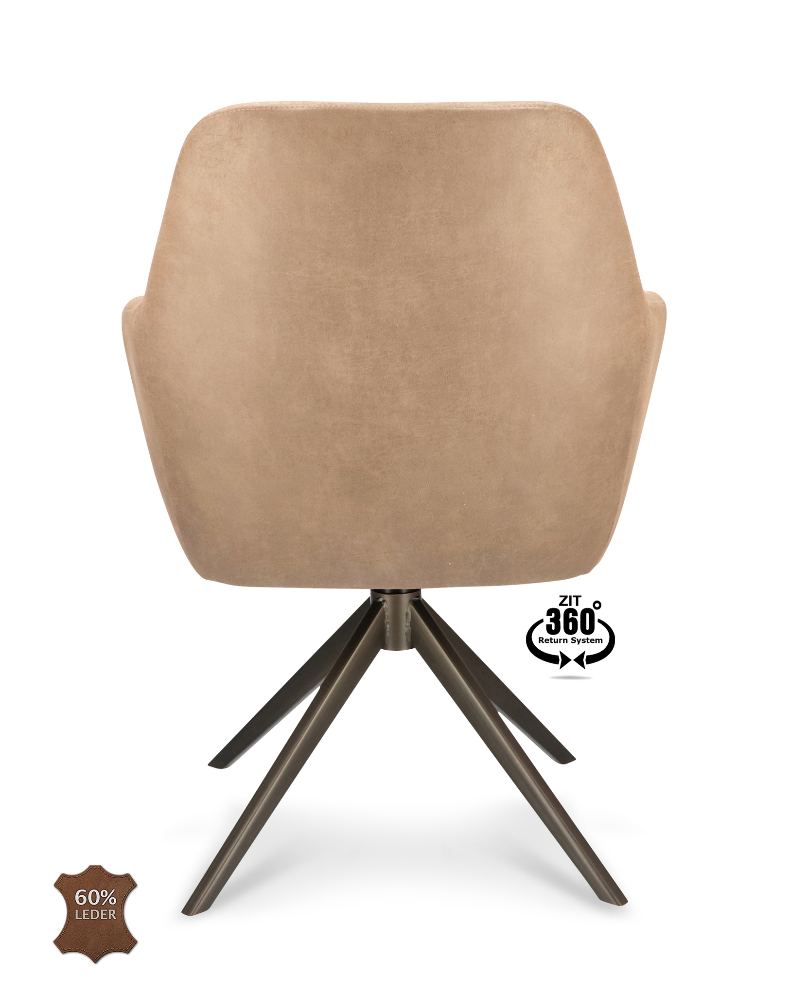 1504381-4.jpg Armstoel Bowie 360 Microleder Bull Liver 10 Leg Bronze 360° Return-systeem - Afbeelding 5