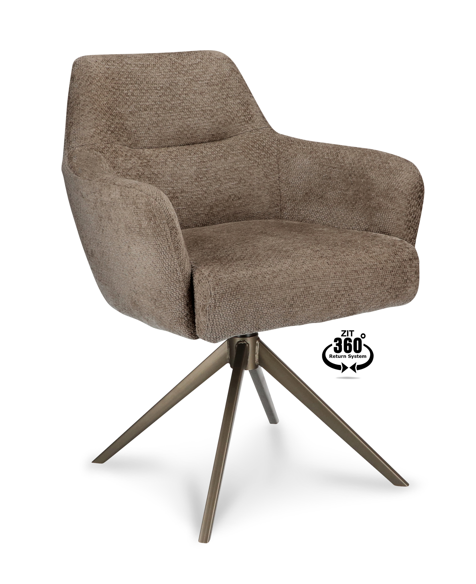 1504383-0.jpg Armstoel Bowie 360 Stof Film Taupe 12 Poot Brons 360° Retoursysteem - Afbeelding 1