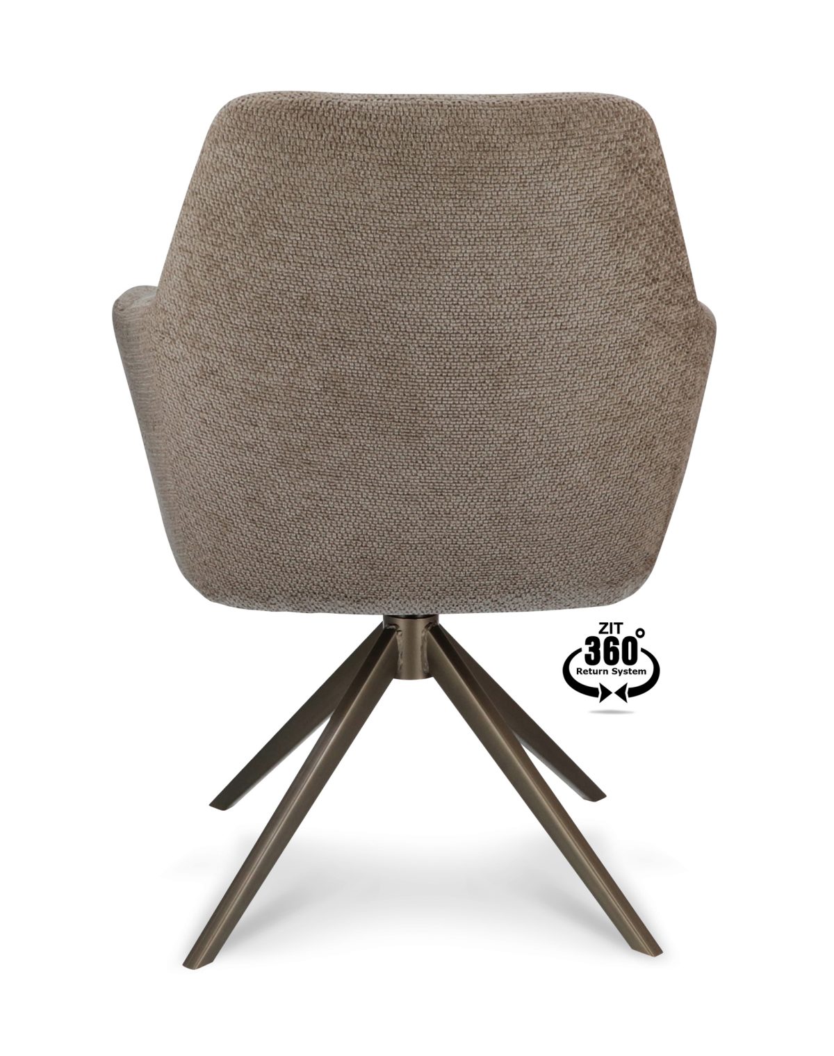 Armstoel Bowie 360 Stof Film Taupe 12 Poot Brons 360° Retoursysteem - Afbeelding 5