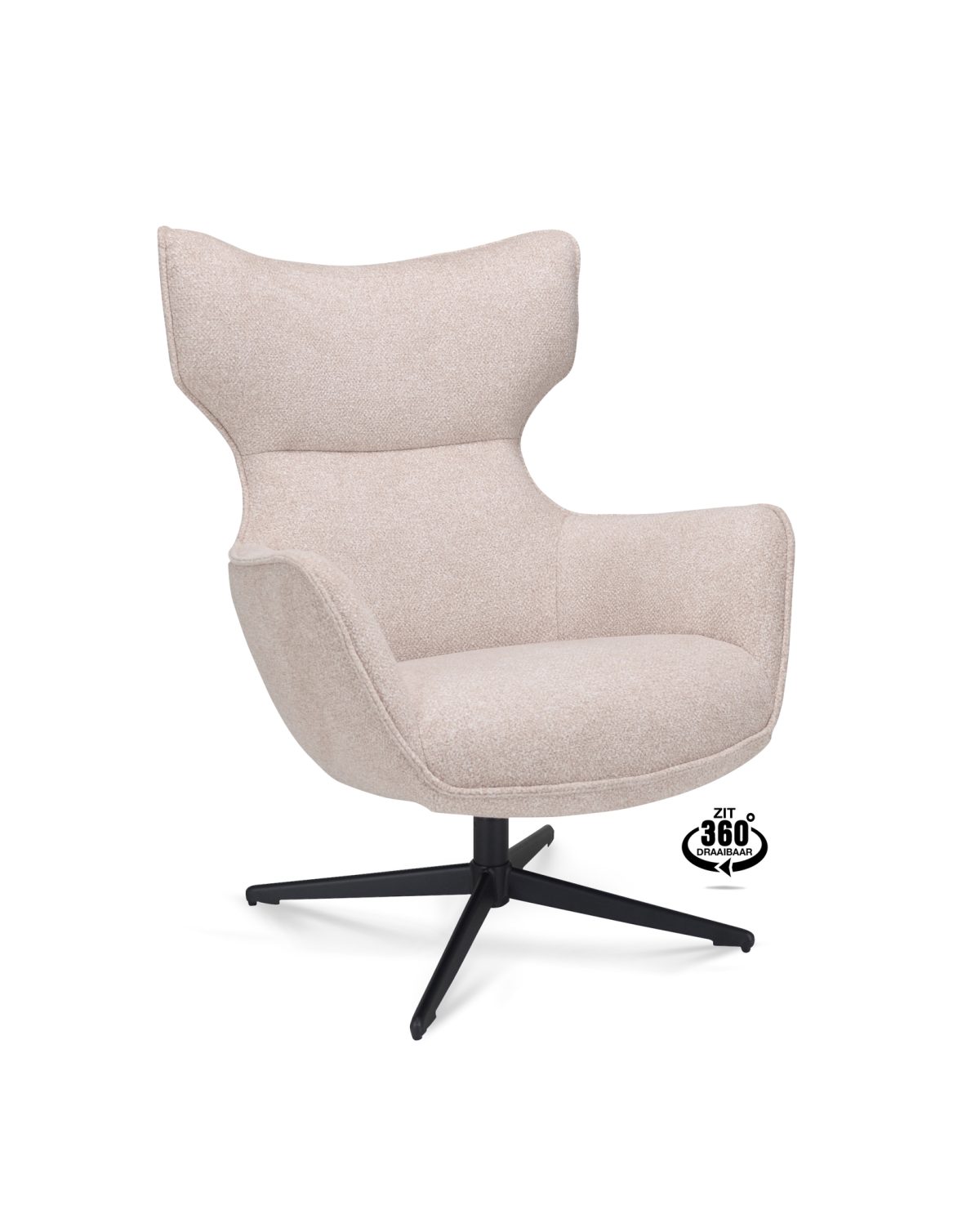 Lounge Chair Brantford Fabric Leo 26 Sand Leg Black 360° Rotatable - Afbeelding 1