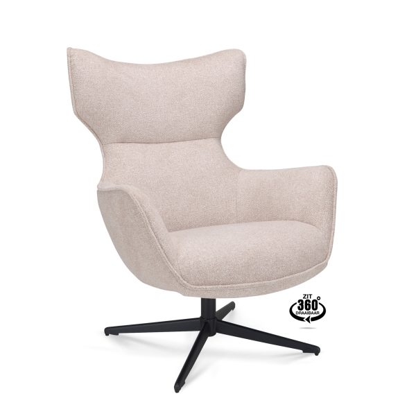 Lounge Chair Brantford Fabric Leo 26 Sand Leg Black 360° Rotatable