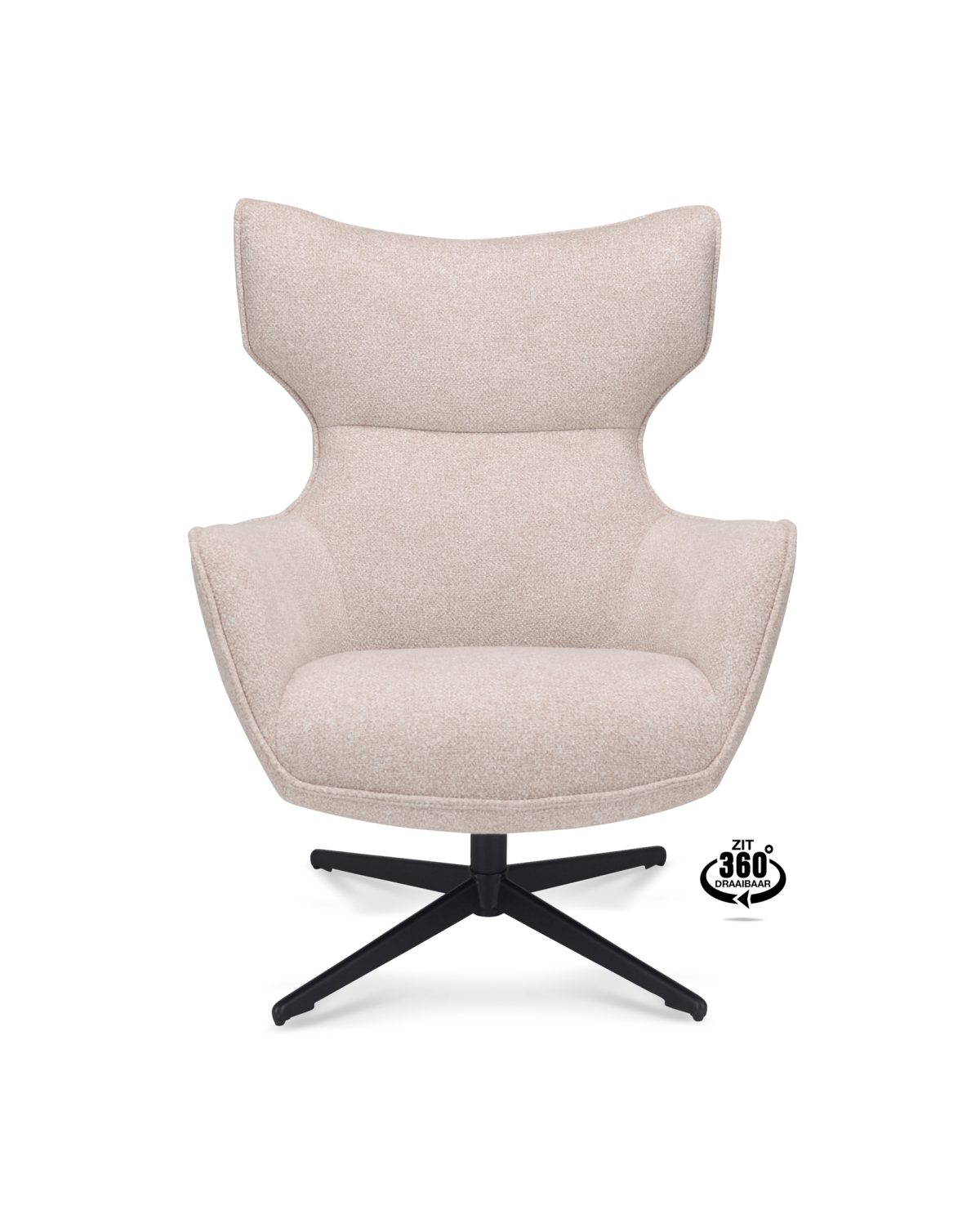 Lounge Chair Brantford Fabric Leo 26 Sand Leg Black 360° Rotatable - Afbeelding 2