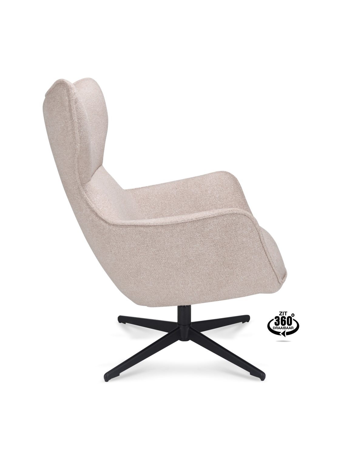 Lounge Chair Brantford Fabric Leo 26 Sand Leg Black 360° Rotatable - Afbeelding 3