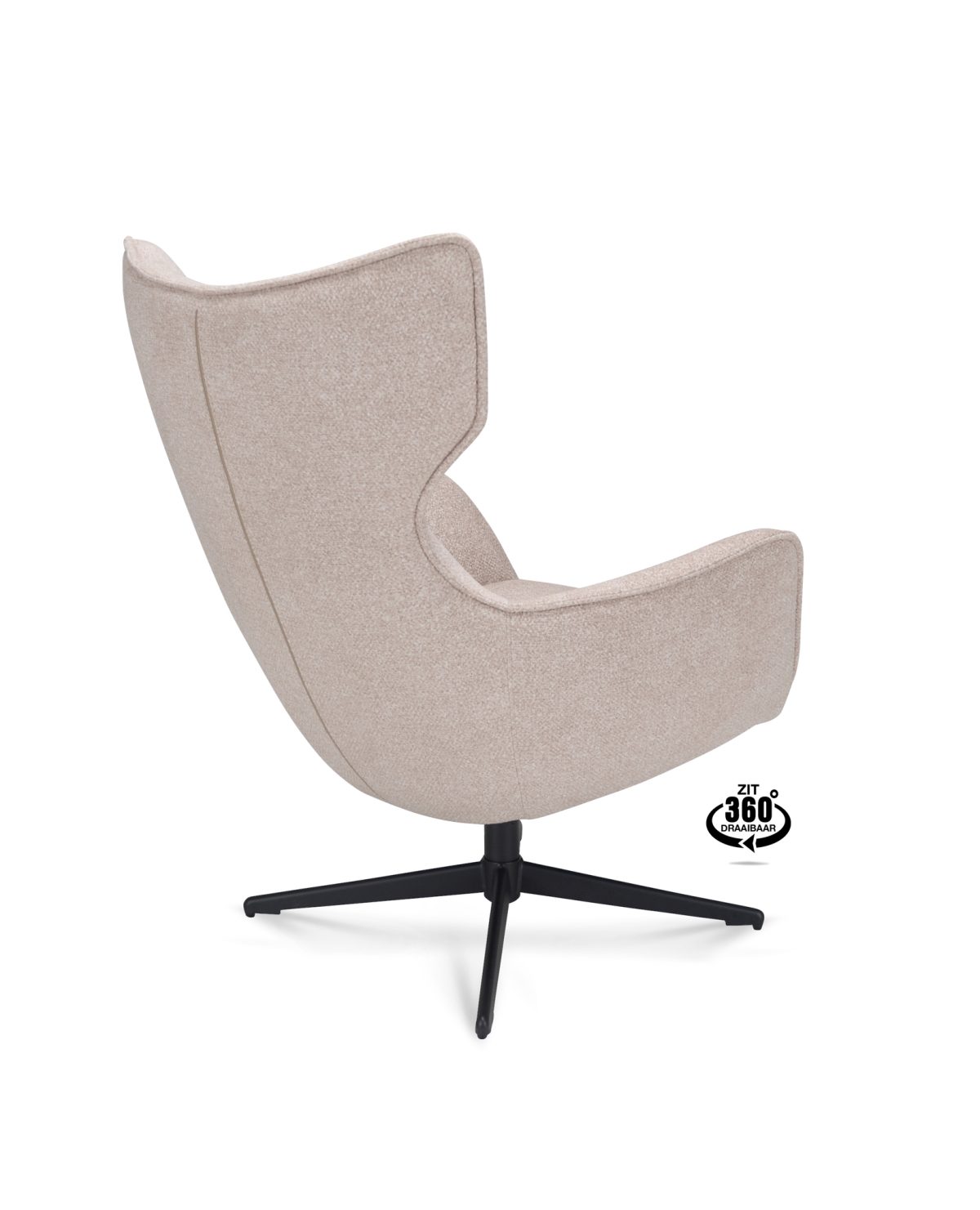 Lounge Chair Brantford Fabric Leo 26 Sand Leg Black 360° Rotatable - Afbeelding 4