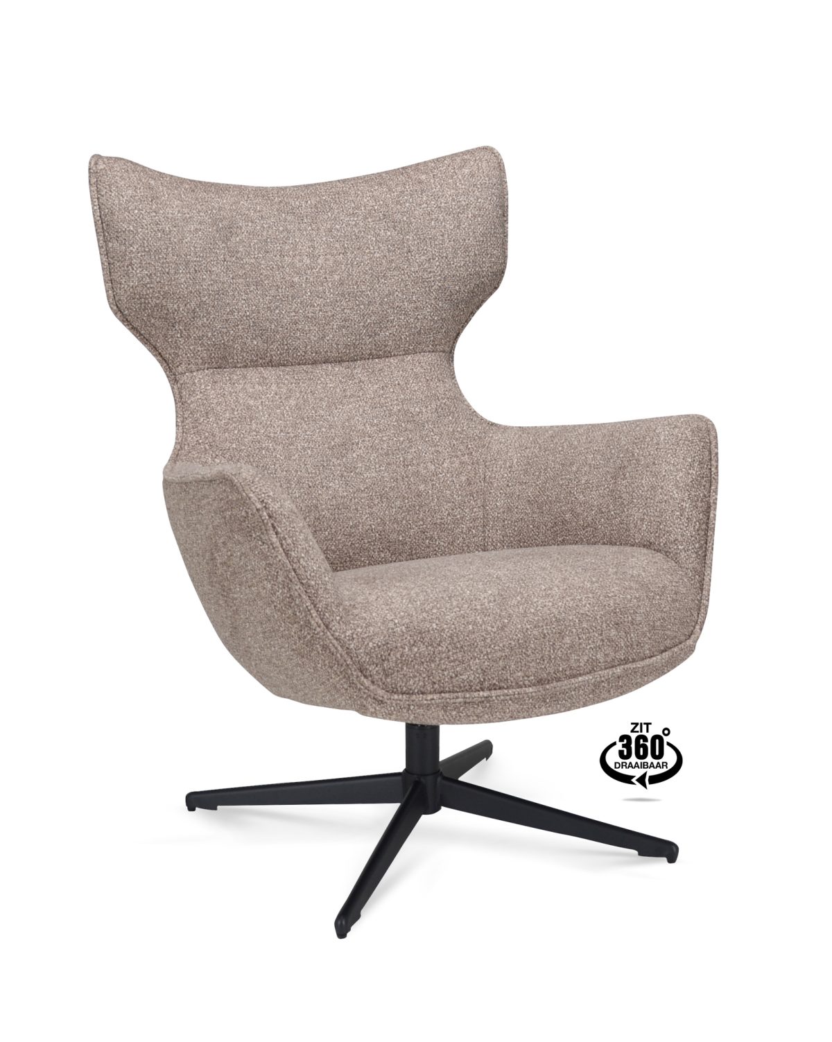 Lounge Chair Brantford Fabric Leo 32 Mocca Leg Black 360° Swivel - Afbeelding 1