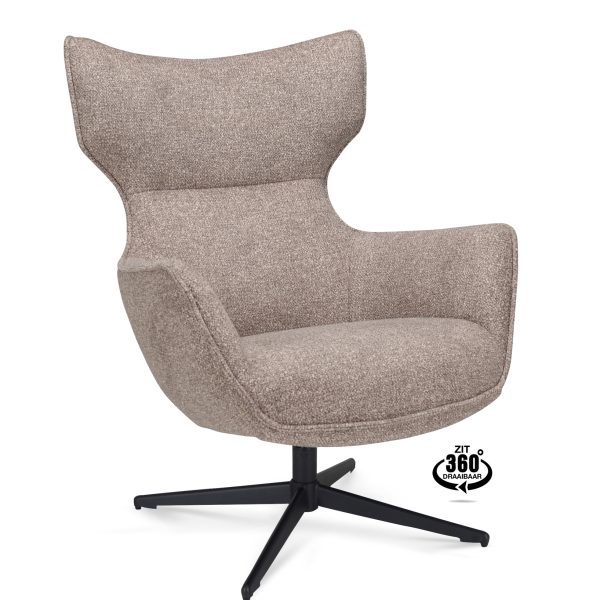 Lounge Chair Brantford Fabric Leo 32 Mocca Leg Black 360° Swivel