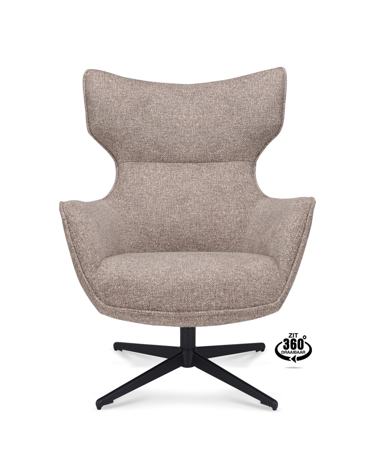 Lounge Chair Brantford Fabric Leo 32 Mocca Leg Black 360° Swivel - Afbeelding 2