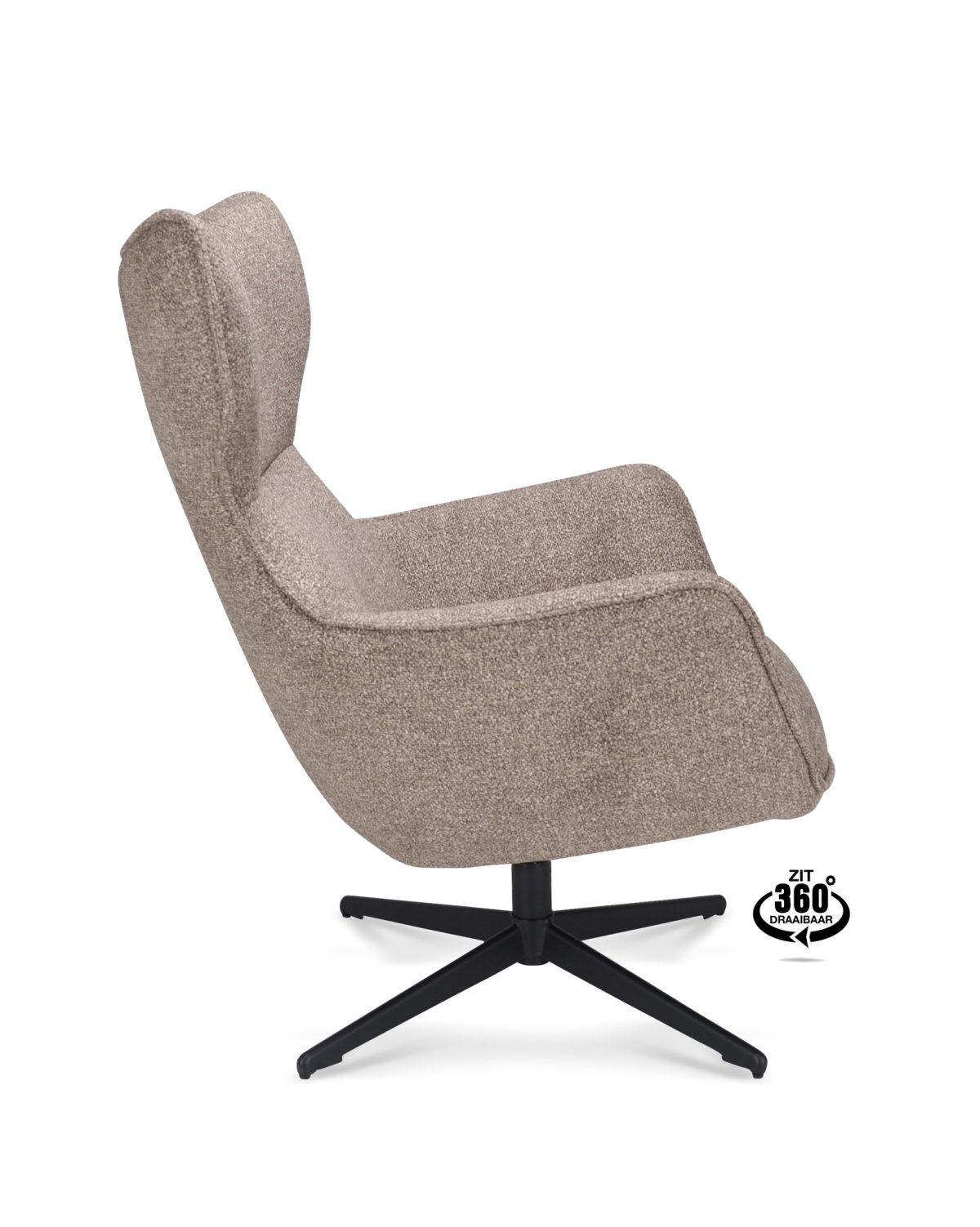 Lounge Chair Brantford Fabric Leo 32 Mocca Leg Black 360° Swivel - Afbeelding 3