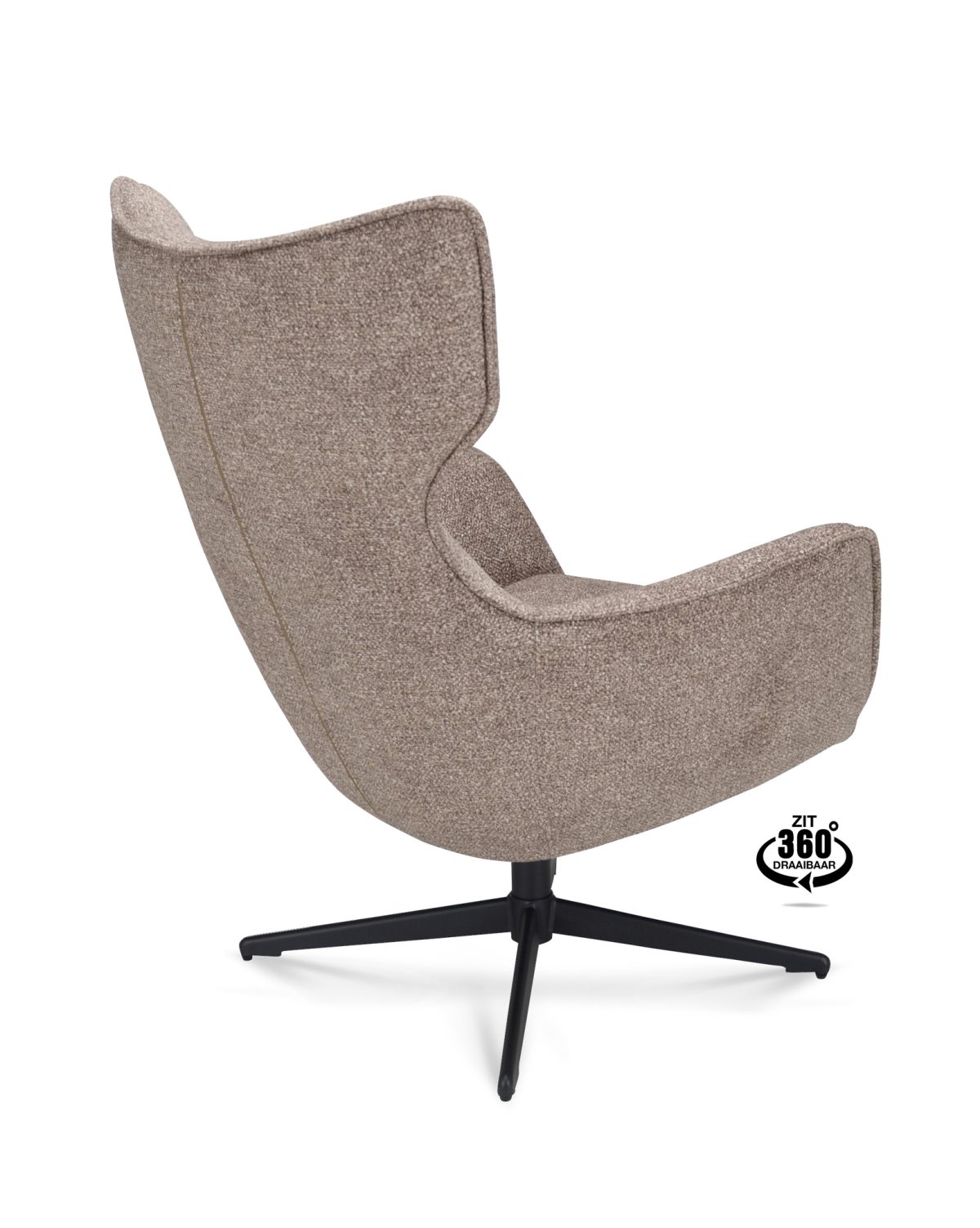 Lounge Chair Brantford Fabric Leo 32 Mocca Leg Black 360° Swivel - Afbeelding 4