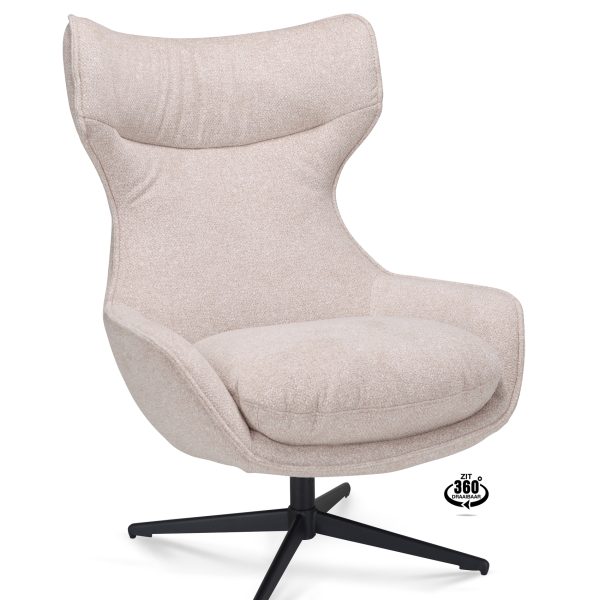 Lounge Chair Ontario Fabric Leo 26 Sand Leg Black 360° Rotatable