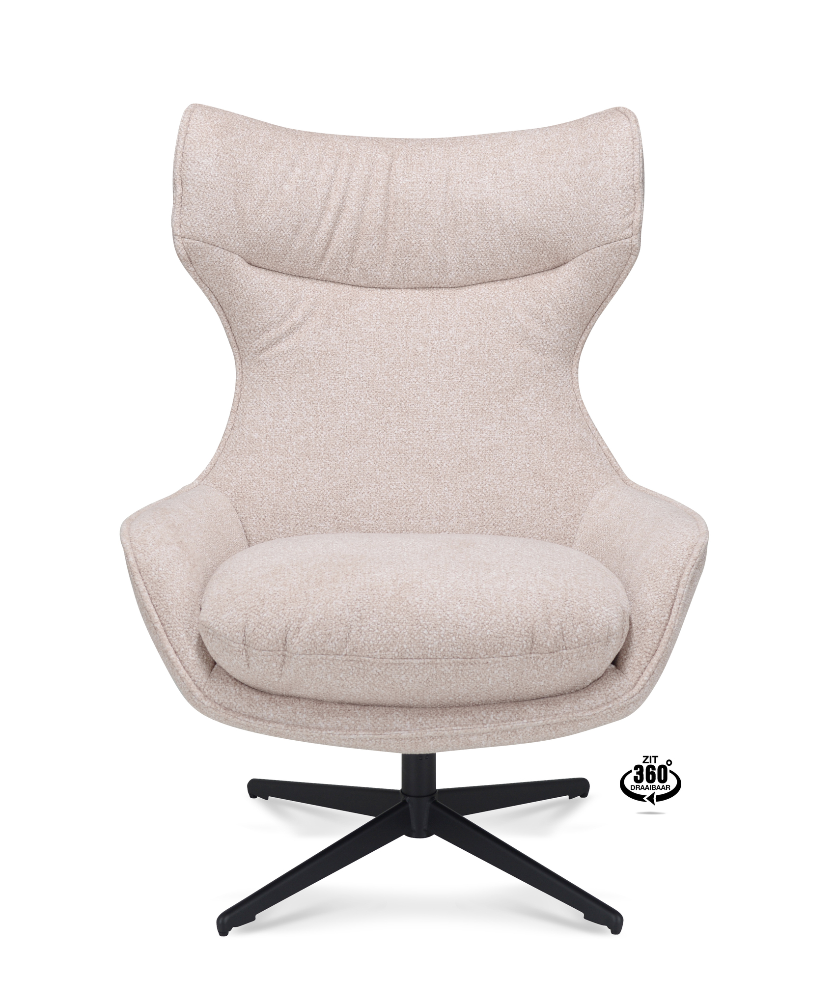 2041345-1.jpg Lounge Chair Ontario Fabric Leo 26 Sand Leg Black 360° Rotatable - Afbeelding 2