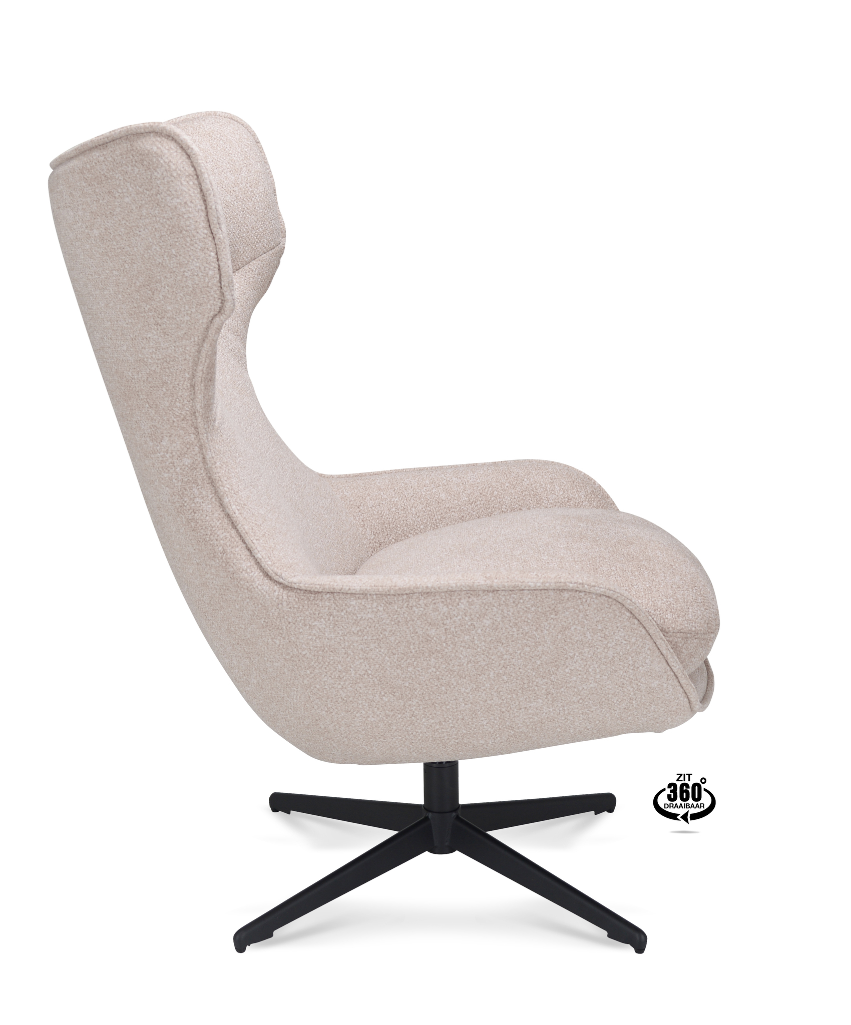 2041345-2.jpg Lounge Chair Ontario Fabric Leo 26 Sand Leg Black 360° Rotatable - Afbeelding 3