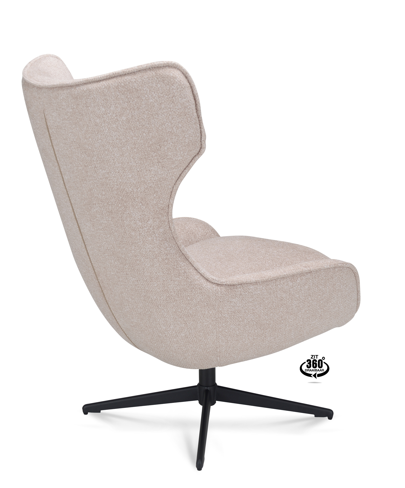 2041345-3.jpg Lounge Chair Ontario Fabric Leo 26 Sand Leg Black 360° Rotatable - Afbeelding 4