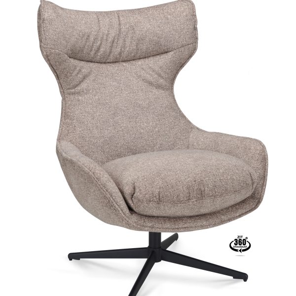 Lounge Chair Ontario Fabric Leo 32 Mocca Leg Black 360° Swivel