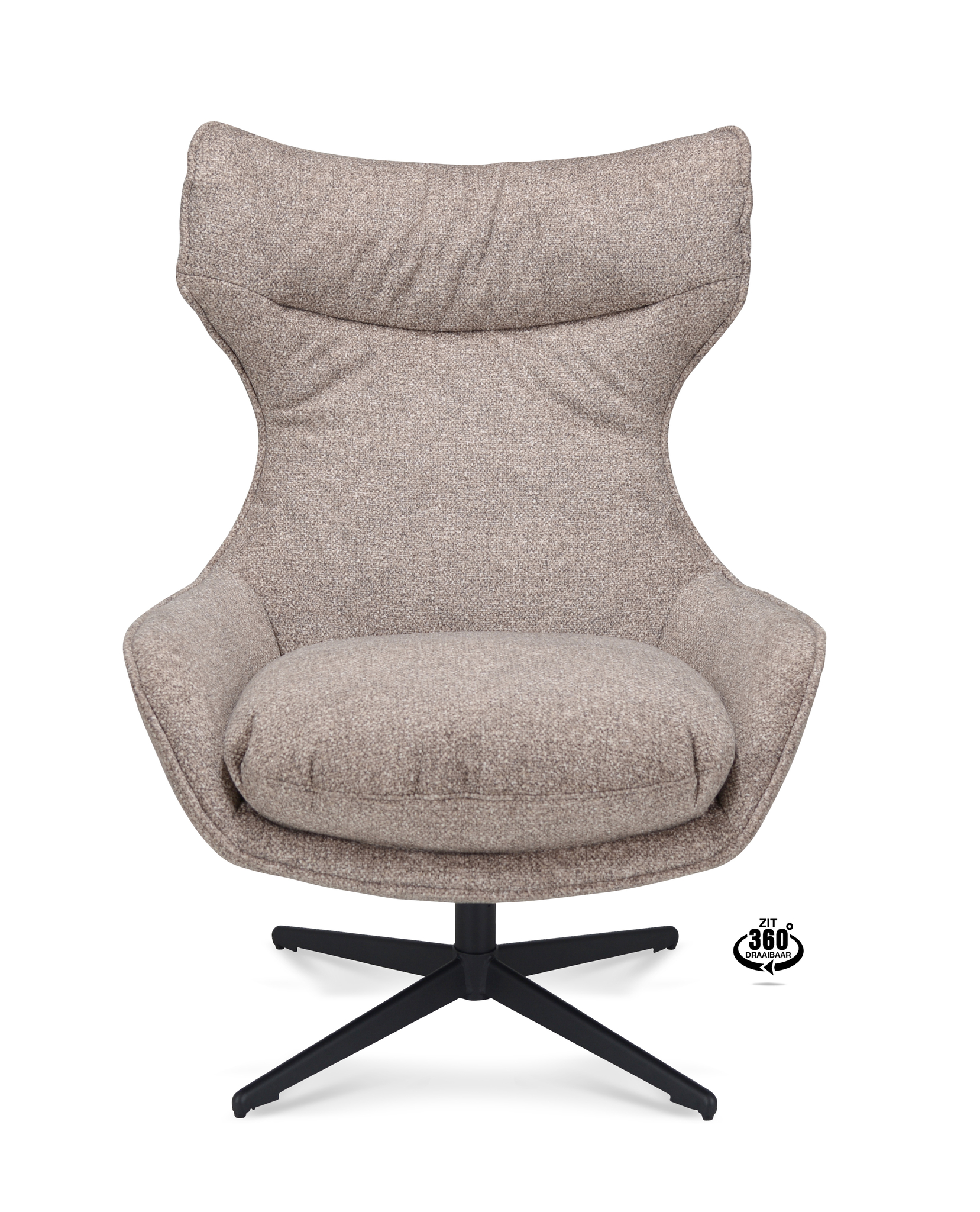 2041346-1.jpg Lounge Chair Ontario Fabric Leo 32 Mocca Leg Black 360° Swivel - Afbeelding 2