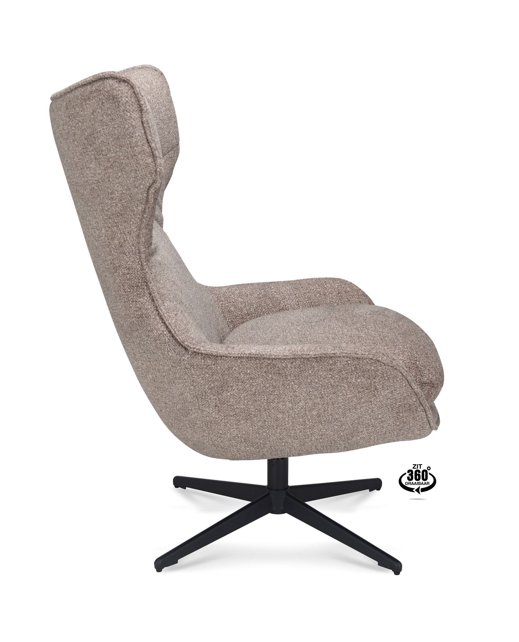 2041346-2.jpg Lounge Chair Ontario Fabric Leo 32 Mocca Leg Black 360° Swivel - Afbeelding 3