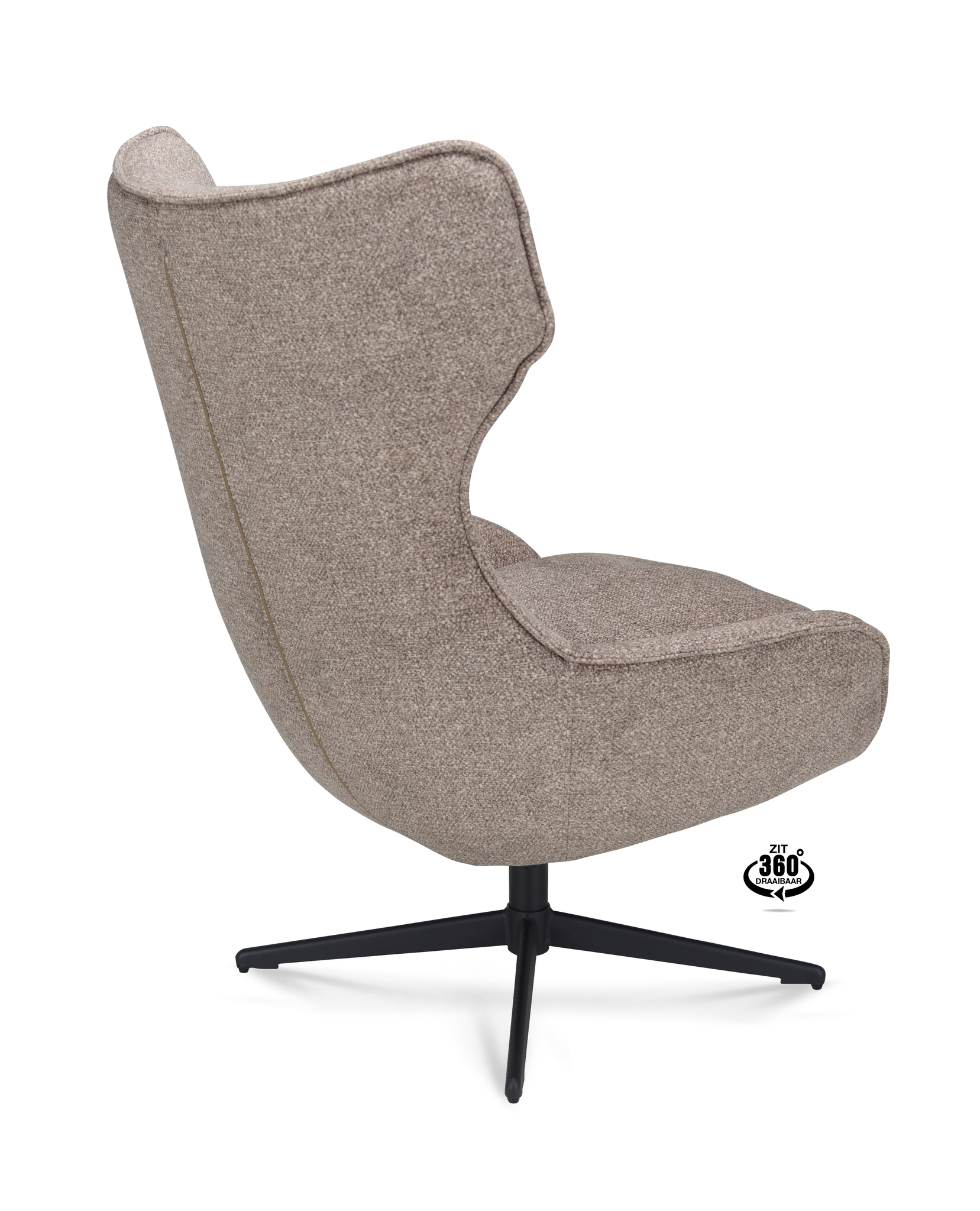 2041346-3.jpg Lounge Chair Ontario Fabric Leo 32 Mocca Leg Black 360° Swivel - Afbeelding 4